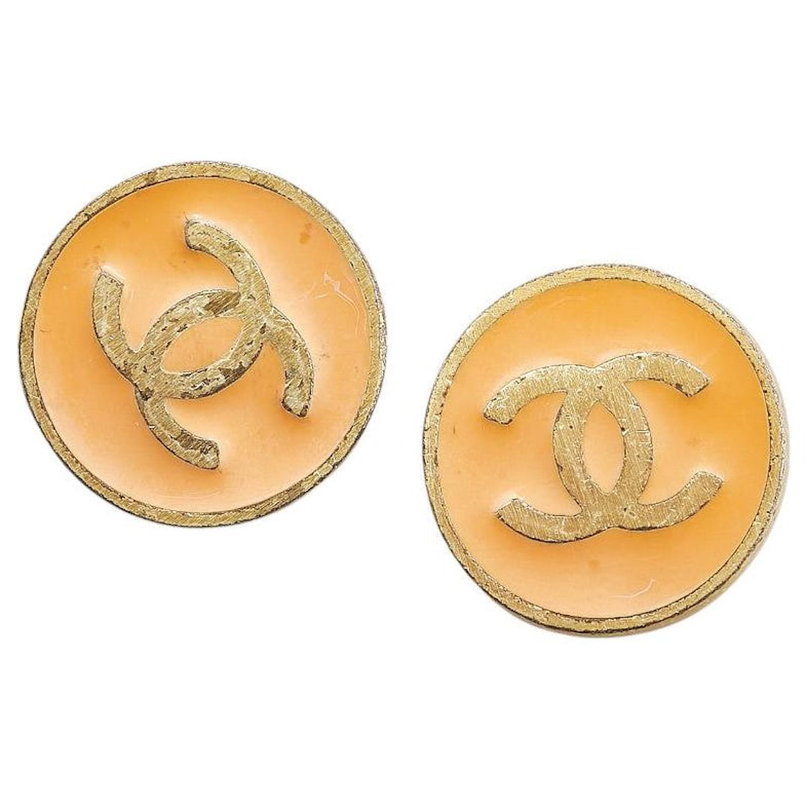 Chanel Coco Mark Earrings Orange Metal  ref.2298708