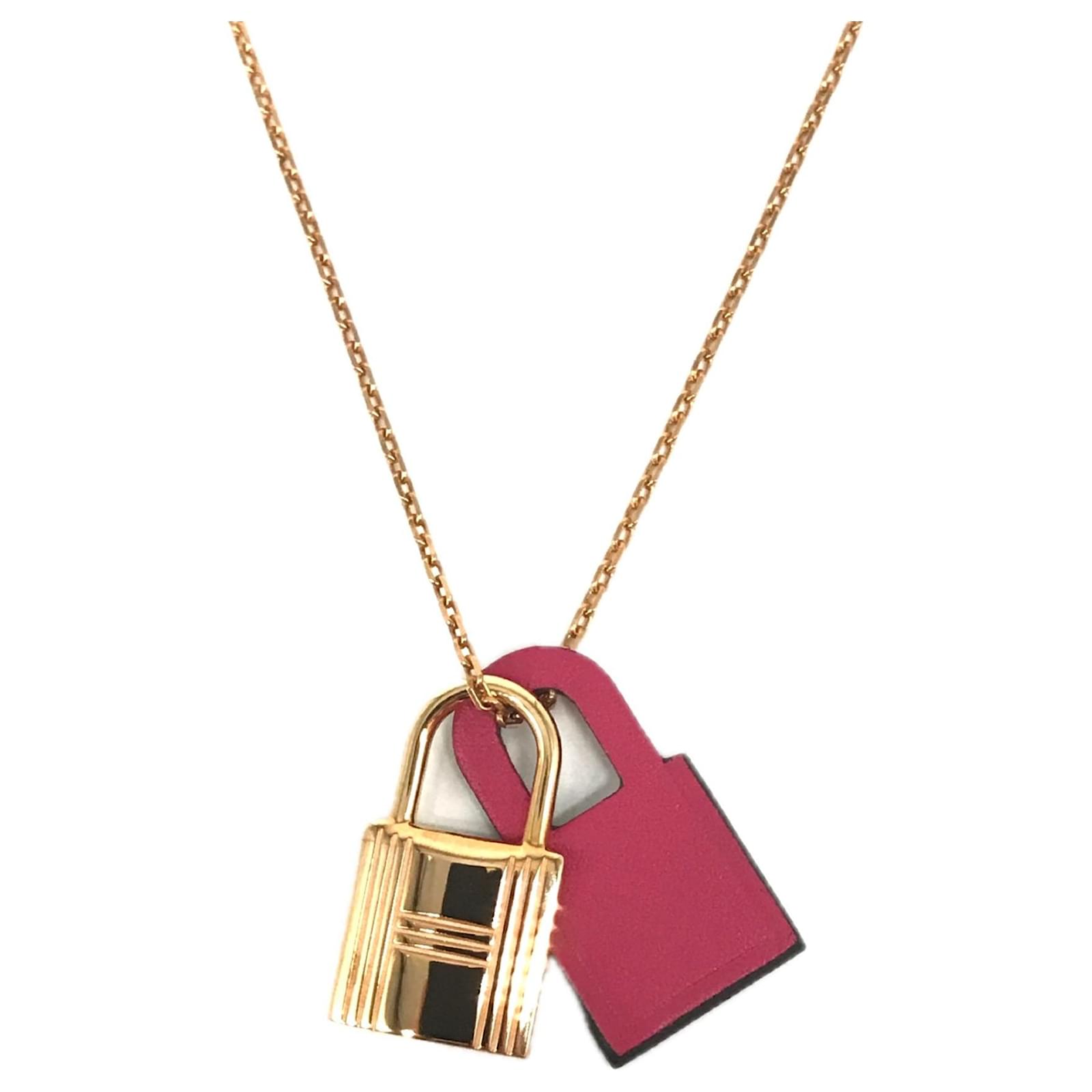 Hermès Hermes Kelly PM Necklace Pink Gold Leather Golden  ref.2069369