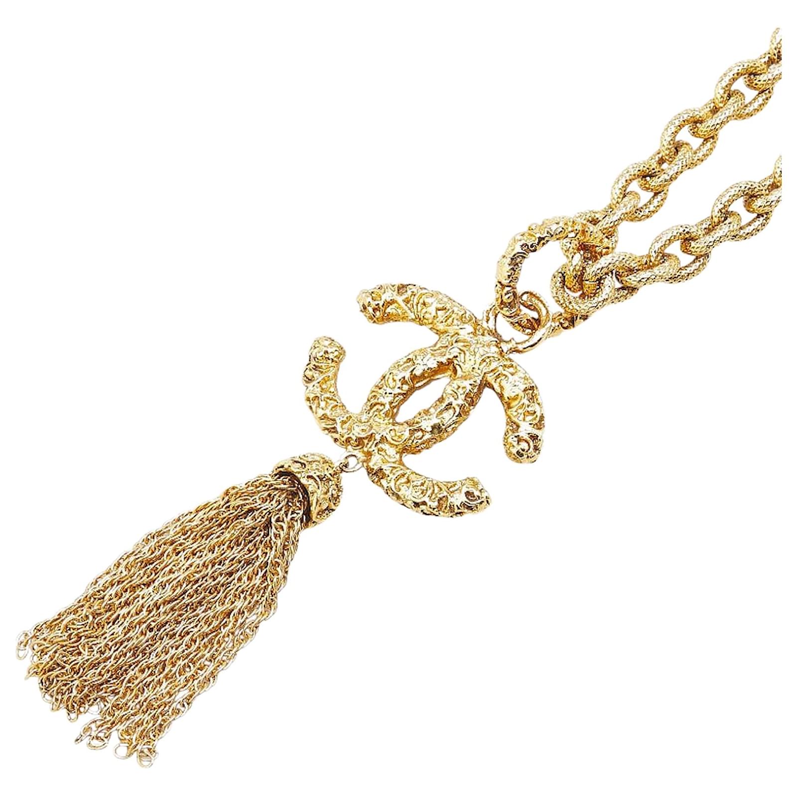 Chanel Coco Mark Lava Fringe Necklace Golden Metal Gold-plated  ref.2298350