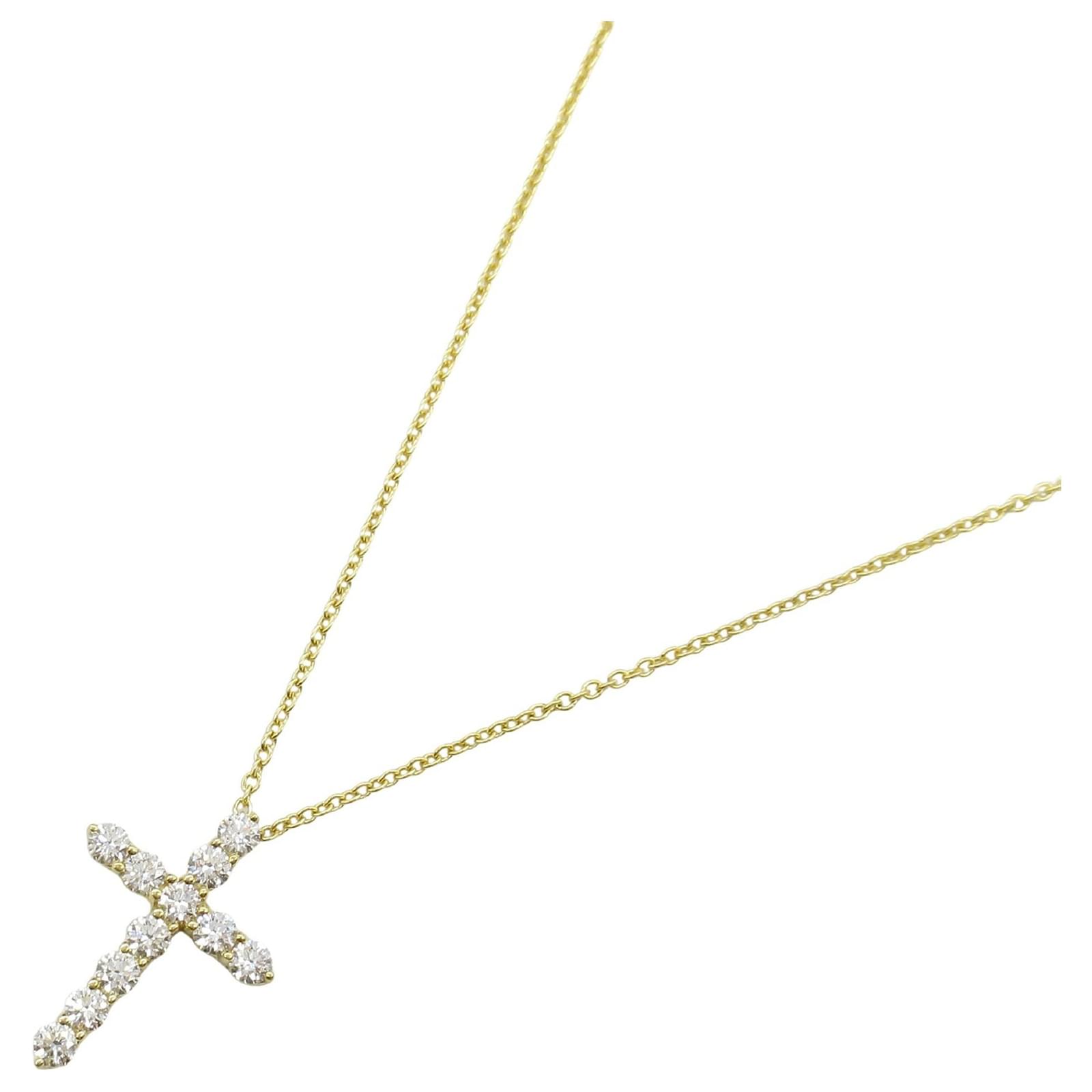Tiffany & Co. Cross Diamond Necklace in 18K Yellow Gold  ref.2296767