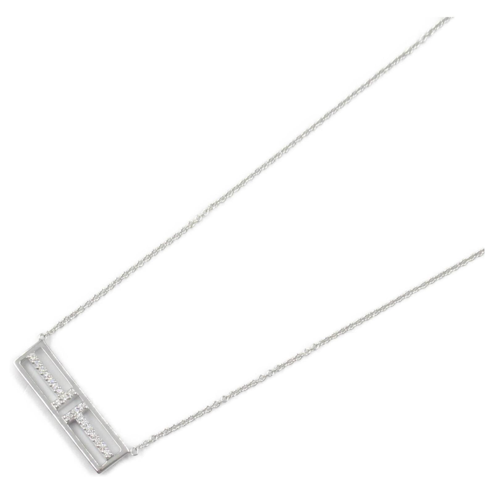 Tiffany & Co. T TWO Horizontal Bar Necklace White gold  ref.2296752