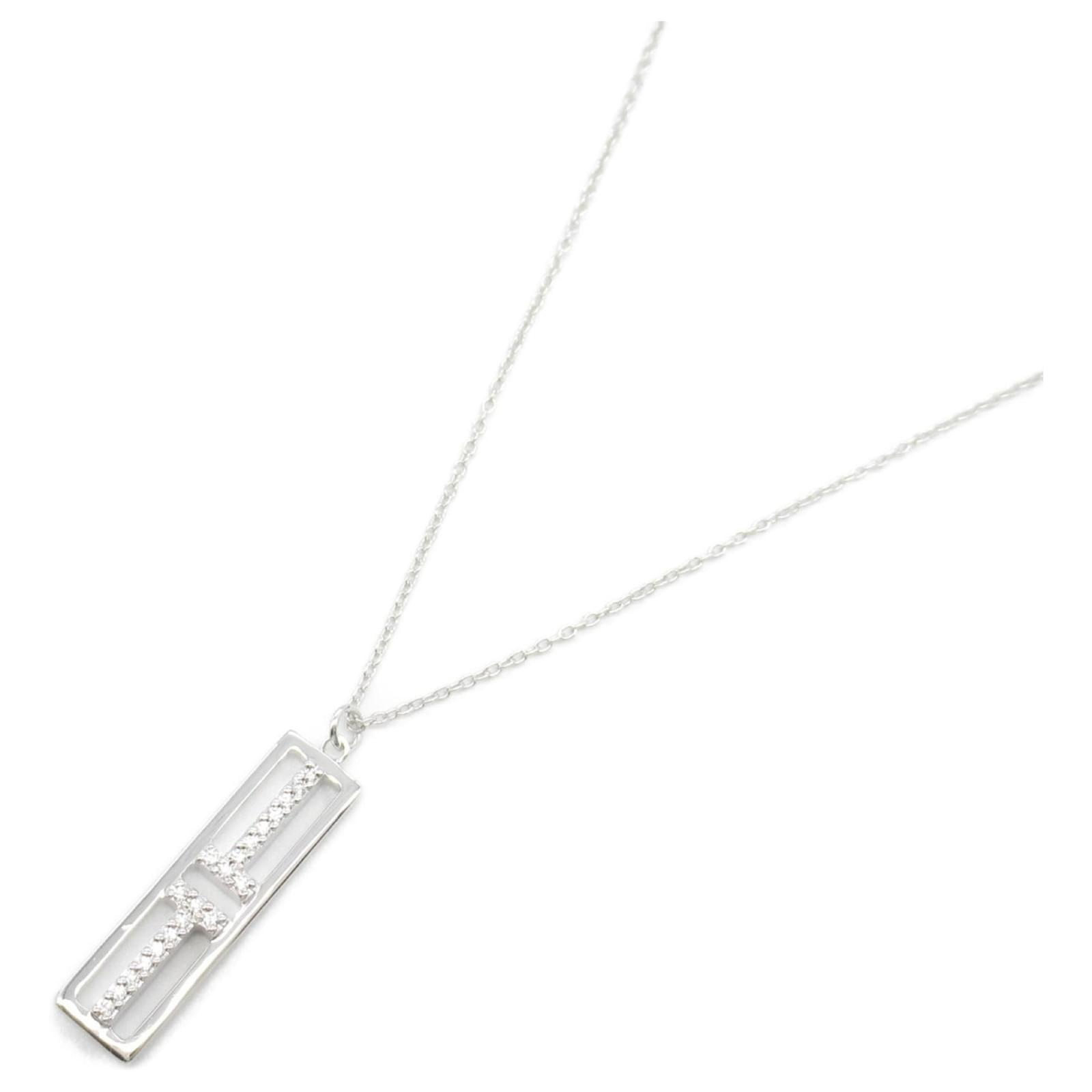 Tiffany & Co. T TWO Vertical Bar Necklace White gold  ref.2296618