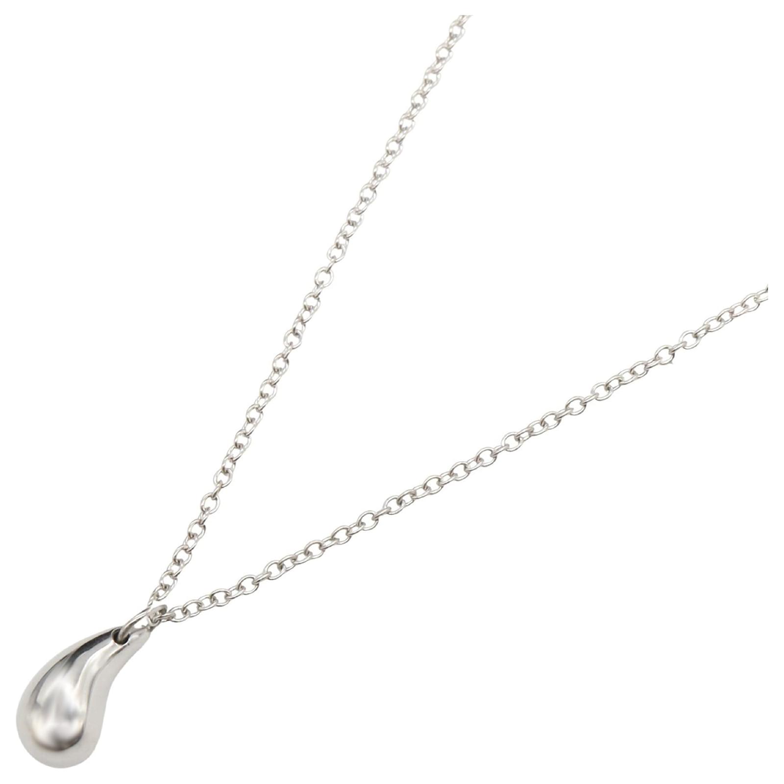 Tiffany & Co. Teardrop Mini Necklace in Platinum Silvery  ref.2296535
