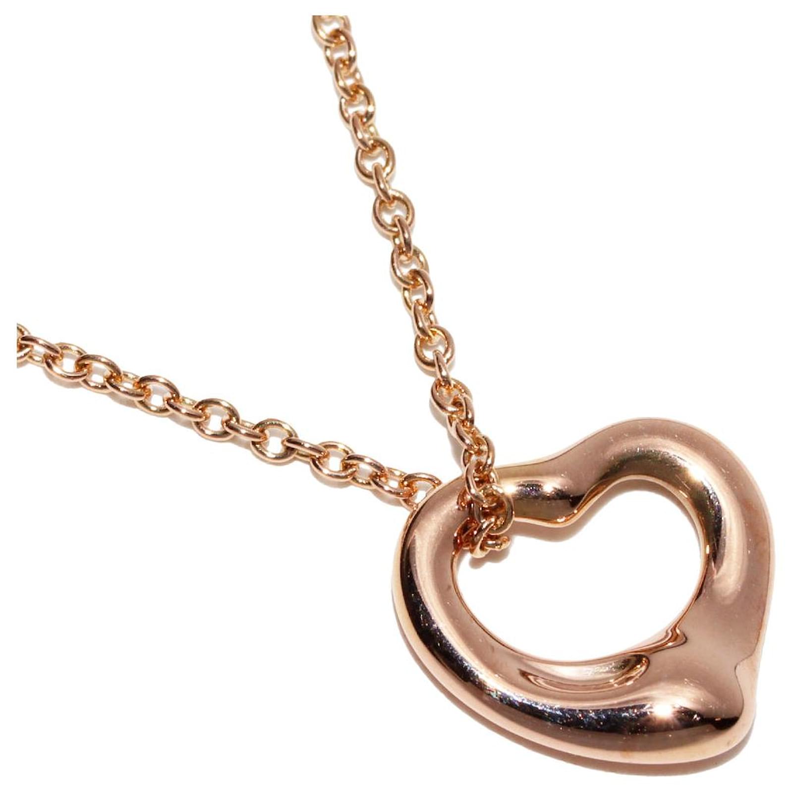 Tiffany & Co. 18K Pink Gold Elsa Peretti Open Heart Pendant Necklace Golden Metal  ref.1656251