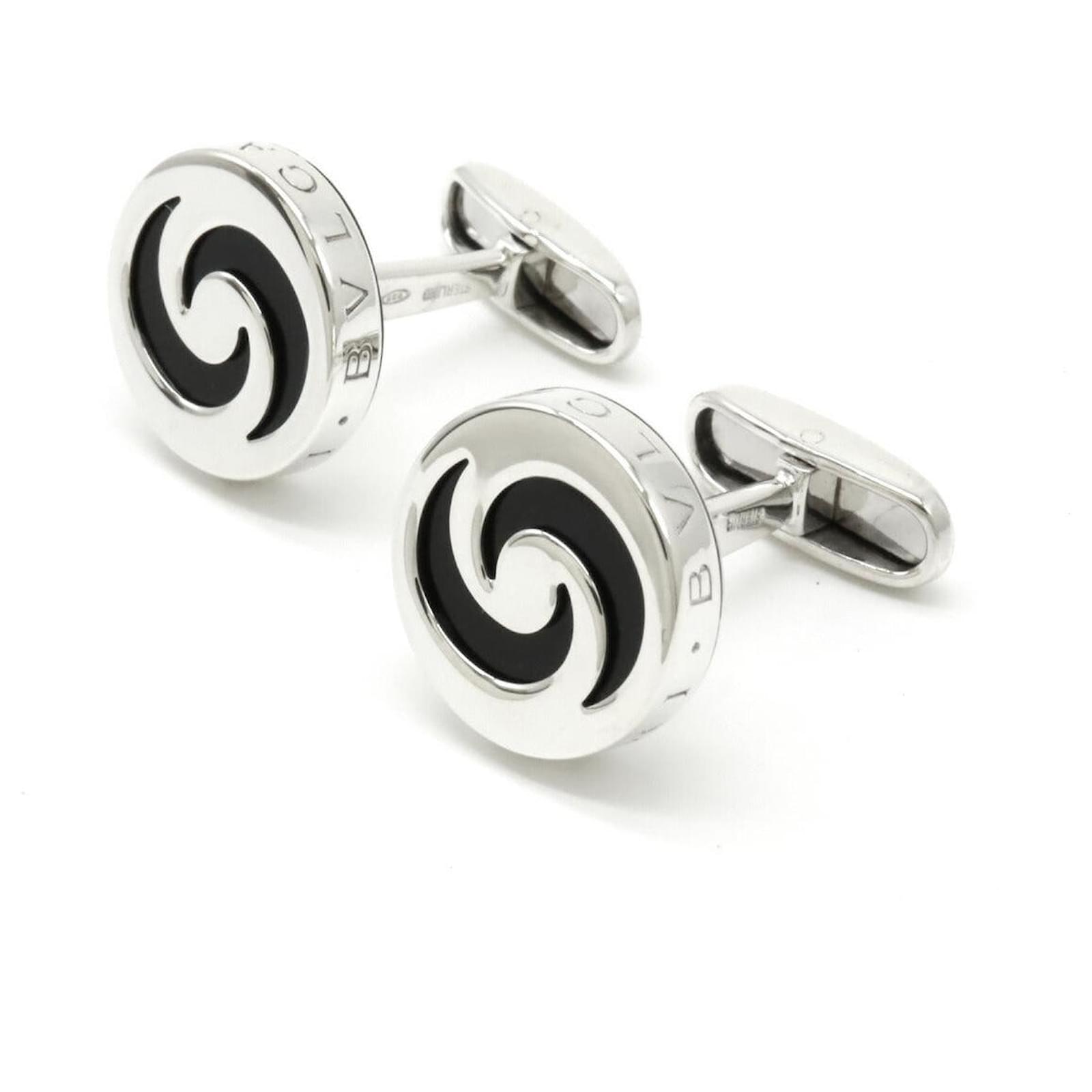 Bulgari Bvlgari SV925 Allegra Optical Onyx Cufflinks Black Metal  ref.1799974