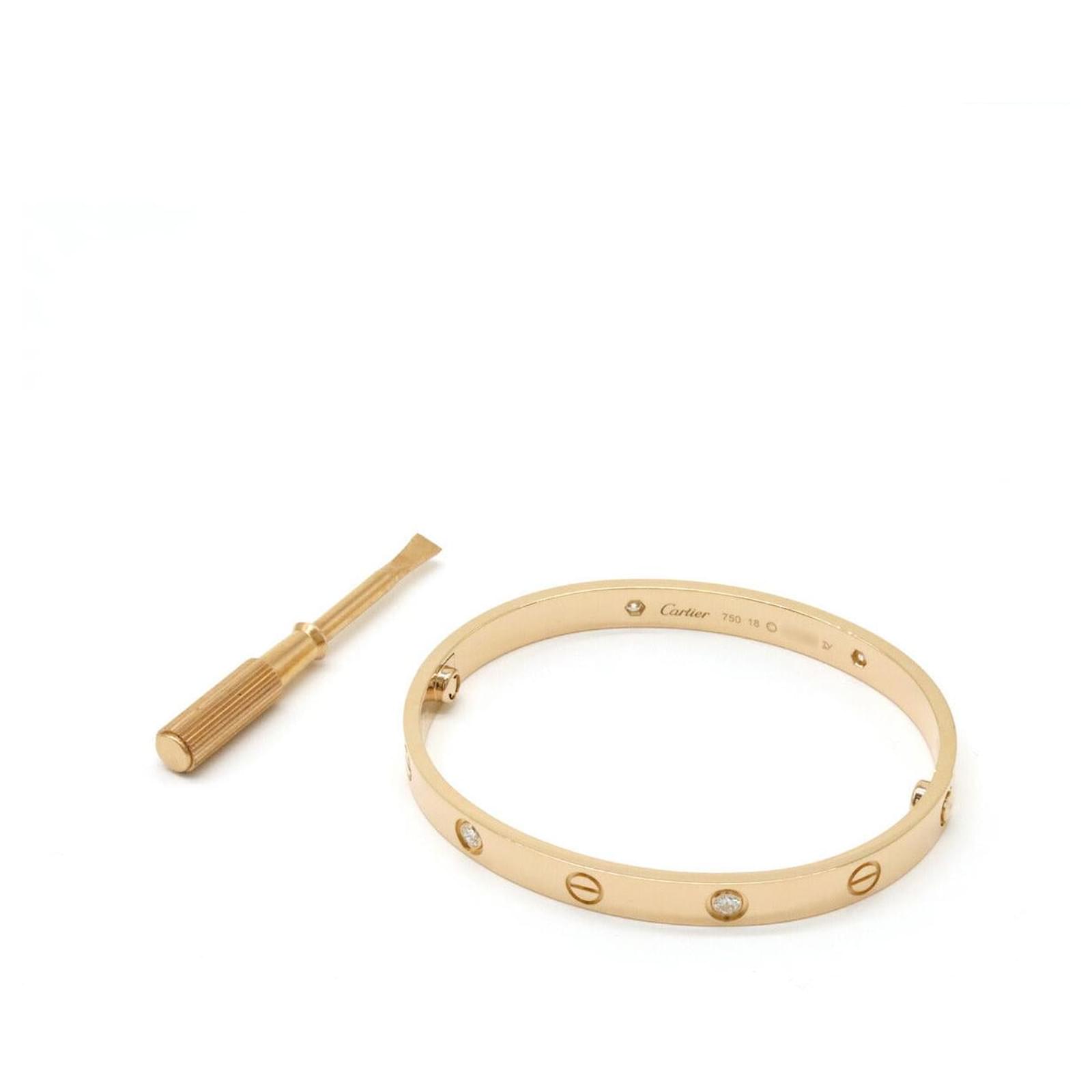 Cartier K18PG LOVE Bracelet 4PD Half Diamond Size 17 Pink Metal  ref.1799961