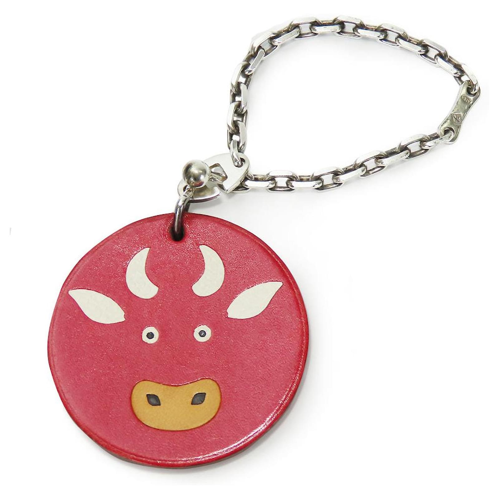 Hermès Hermes Leather Silver925 Bag Charm Animal Red  ref.2291059