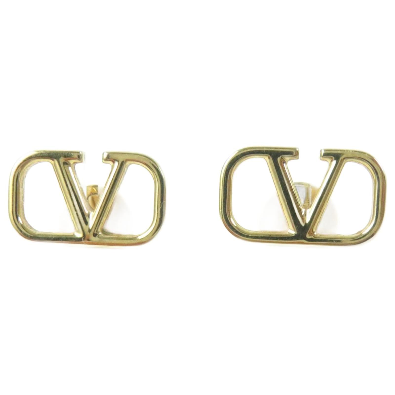 Valentino V Logo Signature Pierce Earrings Golden  ref.1799177
