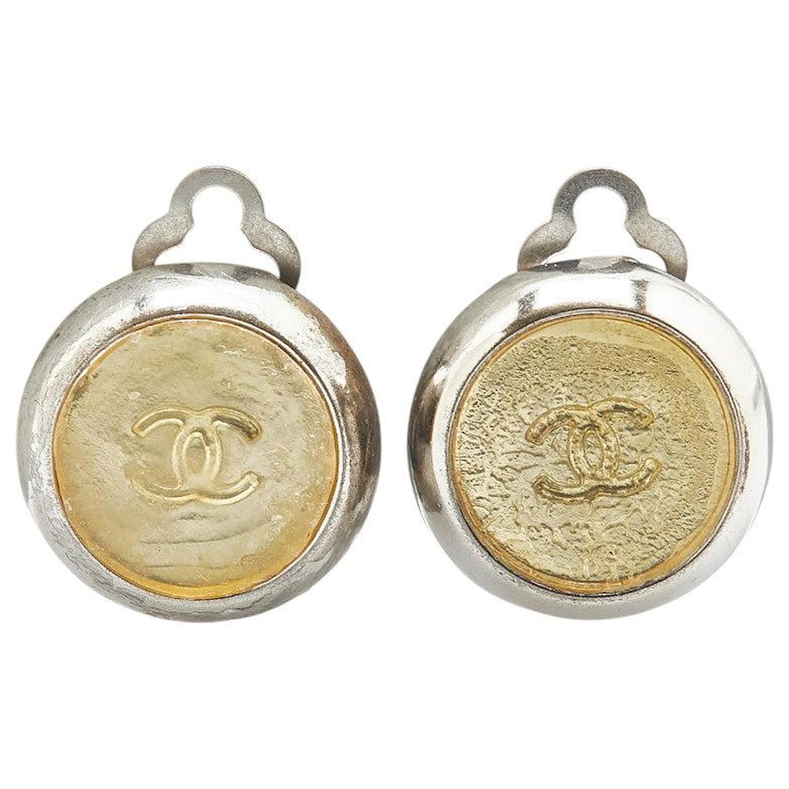 Chanel Coco Mark Earrings Silvery Metal  ref.2291195