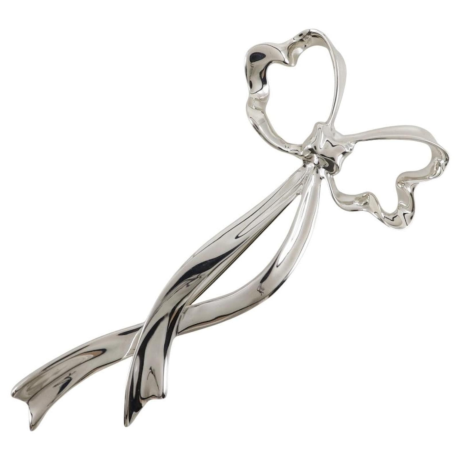 Tiffany & Co Silver 925 Ribbon Brooch Silvery Metal  ref.1805421