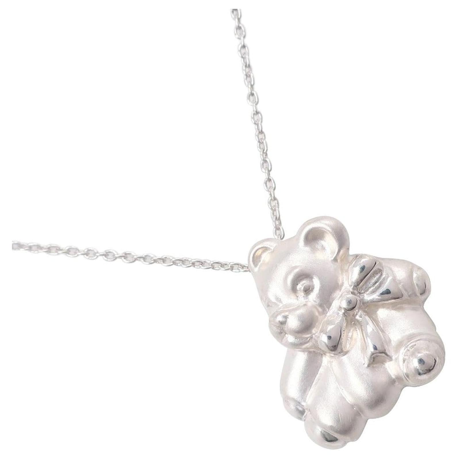 Tiffany & Co Silver Bear Necklace Silvery Metal  ref.1802879