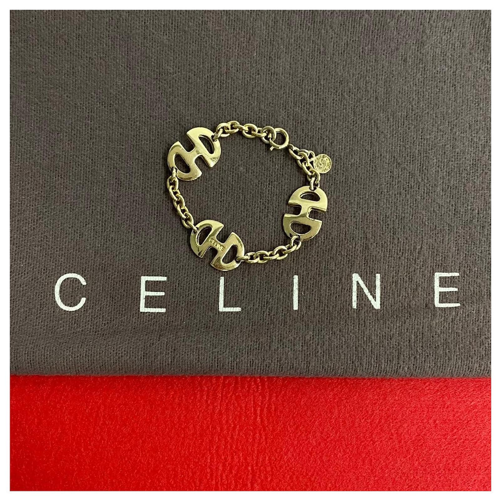 Céline Celine Vintage Logo GP Bracelet 65996 Golden Metal  ref.1803073