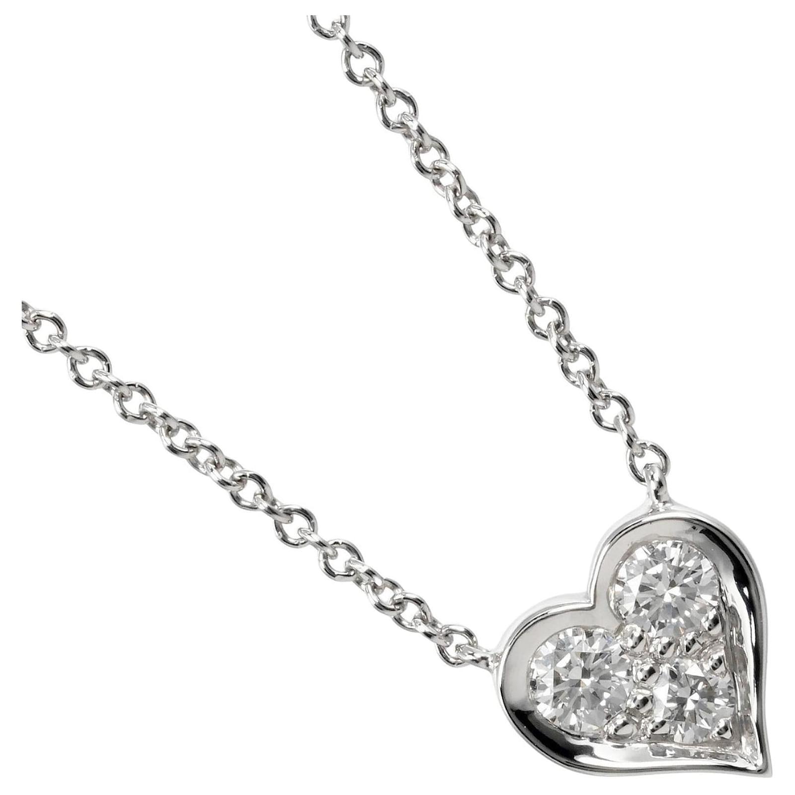 Tiffany & Co Sentimental Heart Necklace Pt950 Platinum Diamond Golden  ref.2290962