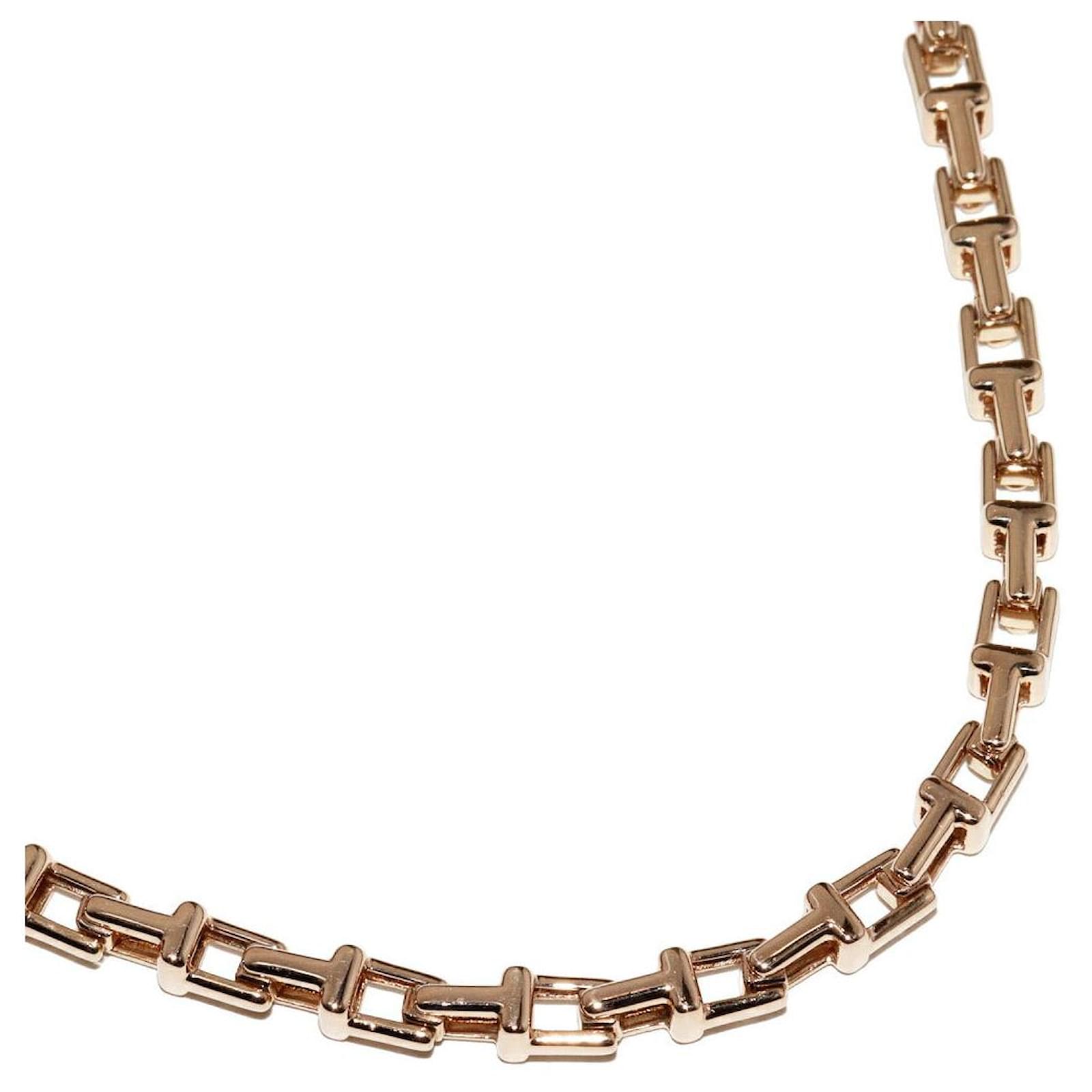 Tiffany & Co. 18K Pink Gold T Narrow Chain Necklace Necklace Golden Metal  ref.1647768