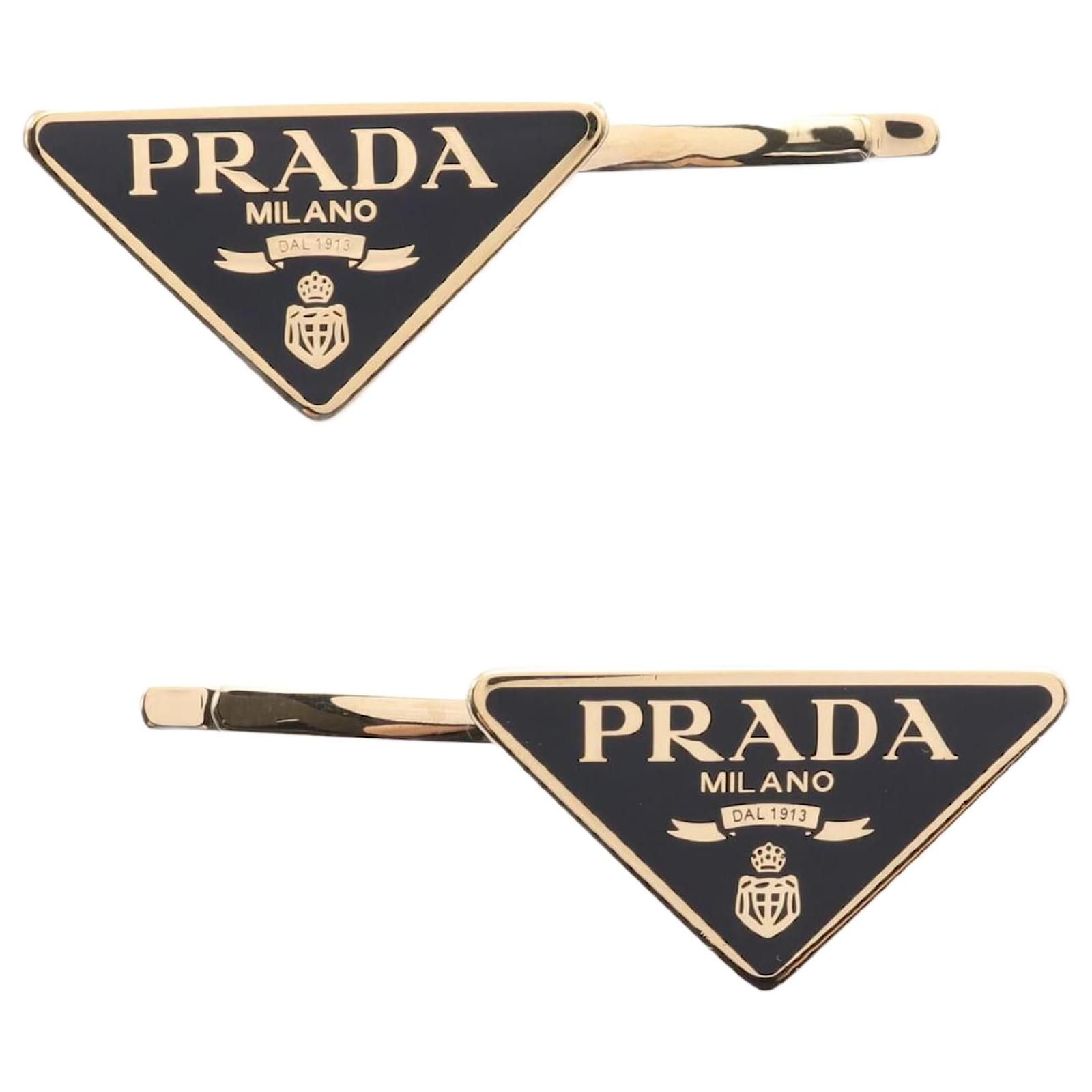 Prada GP FERMAGLI Hair Accessory Gold/Black 1IF0512BA6F0632 Golden Metal  ref.1675521