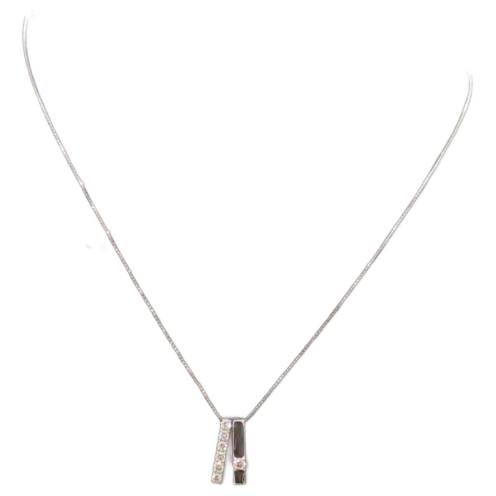 Tasaki K18 White Gold Diamond Pendant Necklace A2402315 Pony-style calfskin  ref.2290560