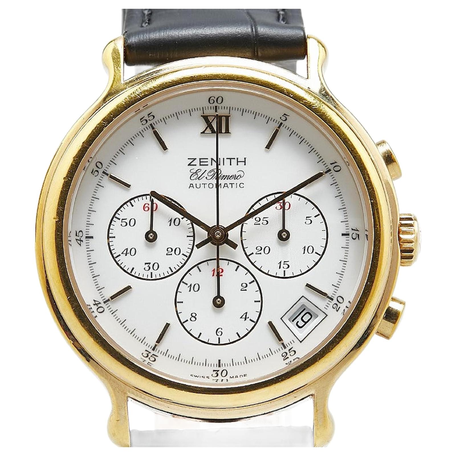 Zénith Zenith El Primero Stainless Steel Golden Leather Metal  ref.2290563