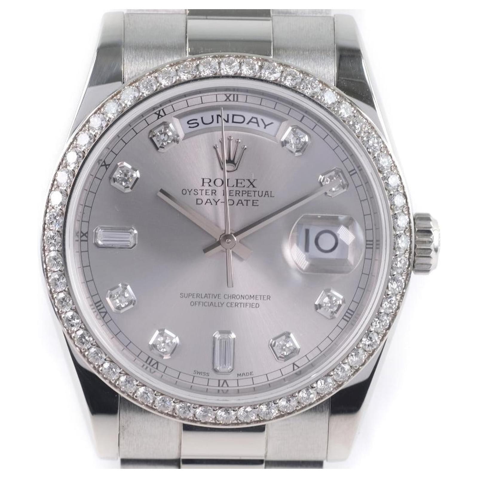 Rolex Day-Date 118346A Platinum Automatic Watch Silvery Metal  ref.1804089