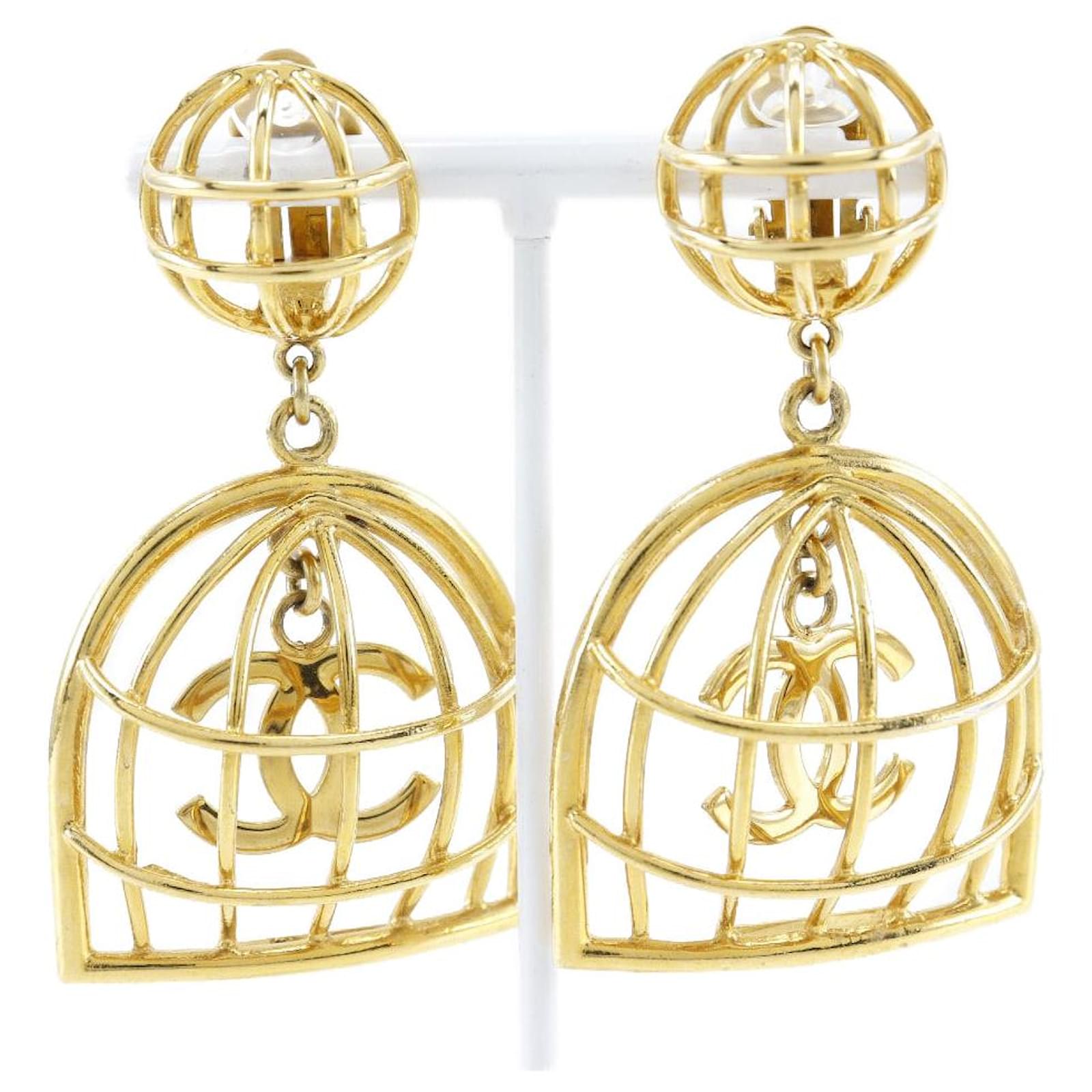 Chanel Birdcage Earrings Gold Plated 93P Metal  ref.1798241