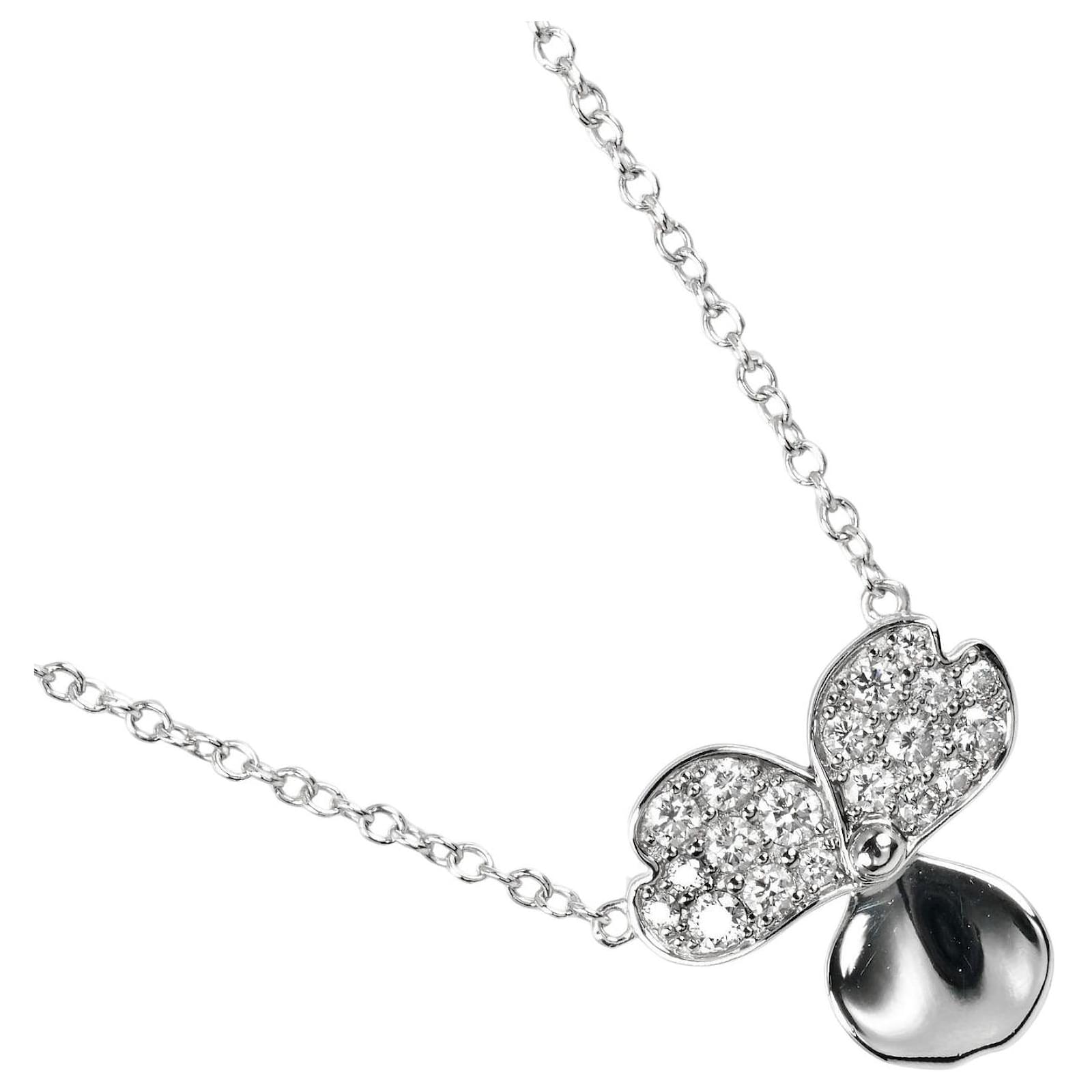Tiffany & Co. Paper Flower Pt950 Necklace Silvery Metal  ref.2290202