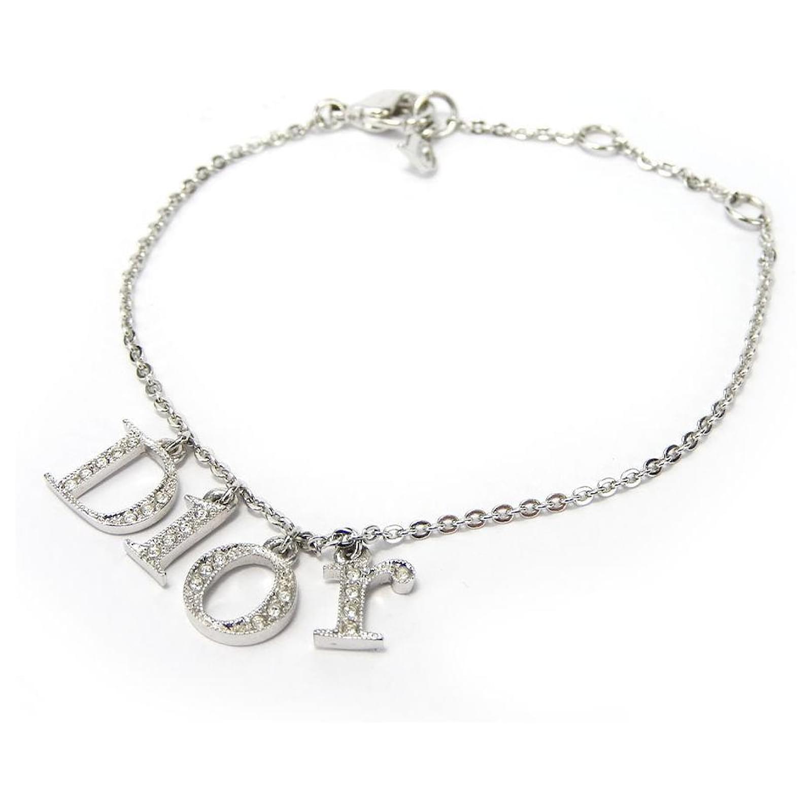 Christian Dior logo bracelet Silvery Metal  ref.1678556
