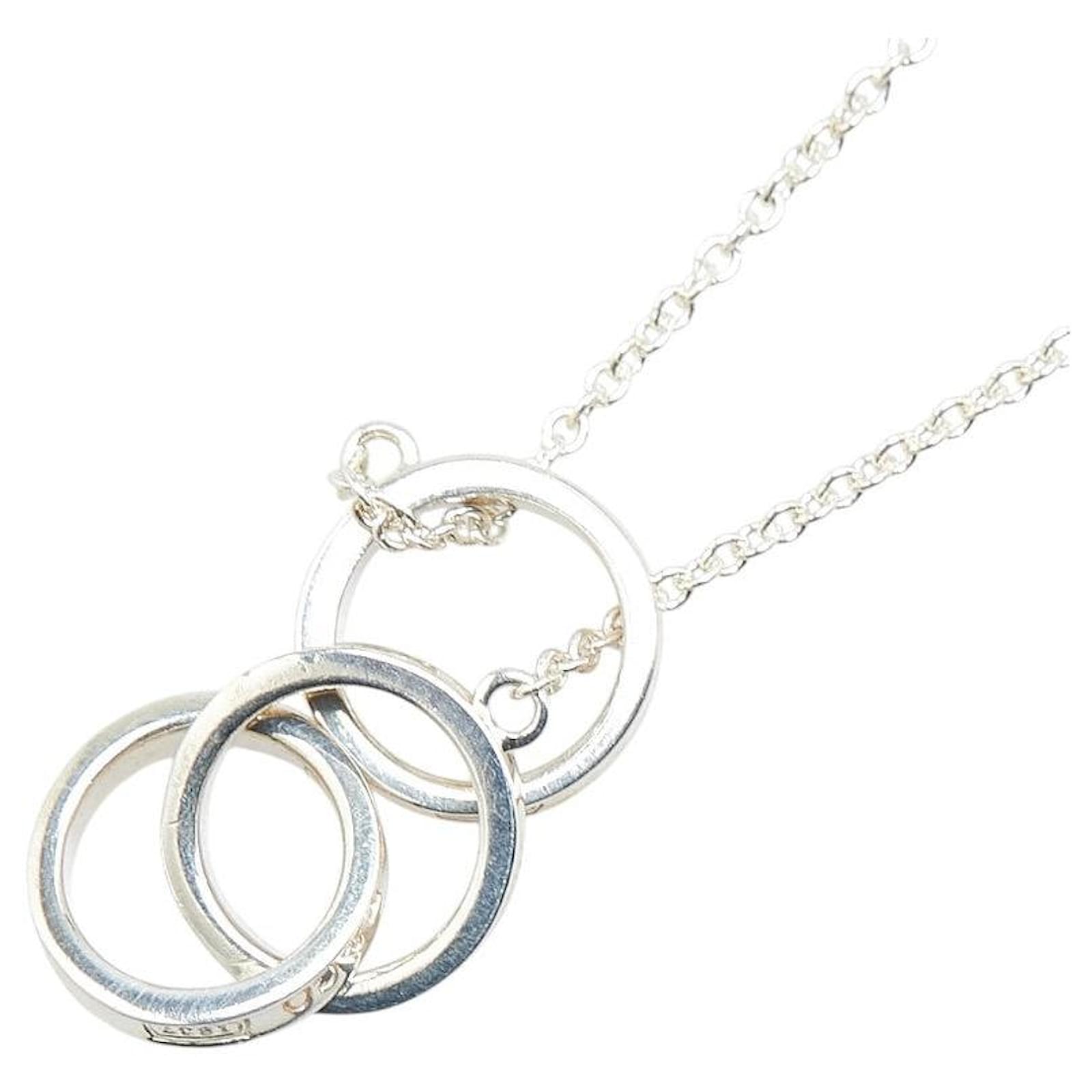 Tiffany & Co Tiffany Interlocking 3 Necklace SV925 Necklace Silvery Metal  ref.2290208