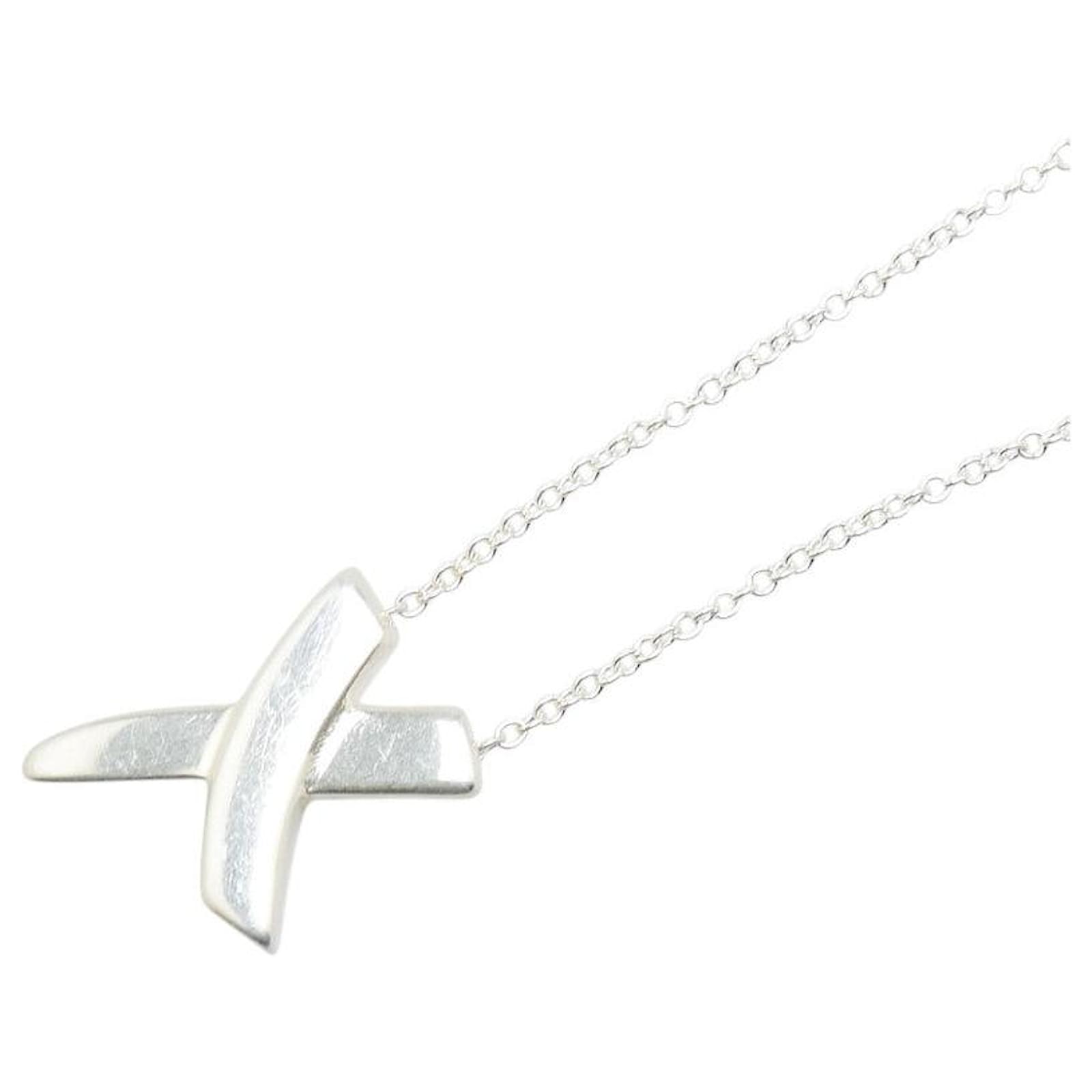 Tiffany & Co. Kiss SV925 Necklace Silvery Silver Metal  ref.2290187