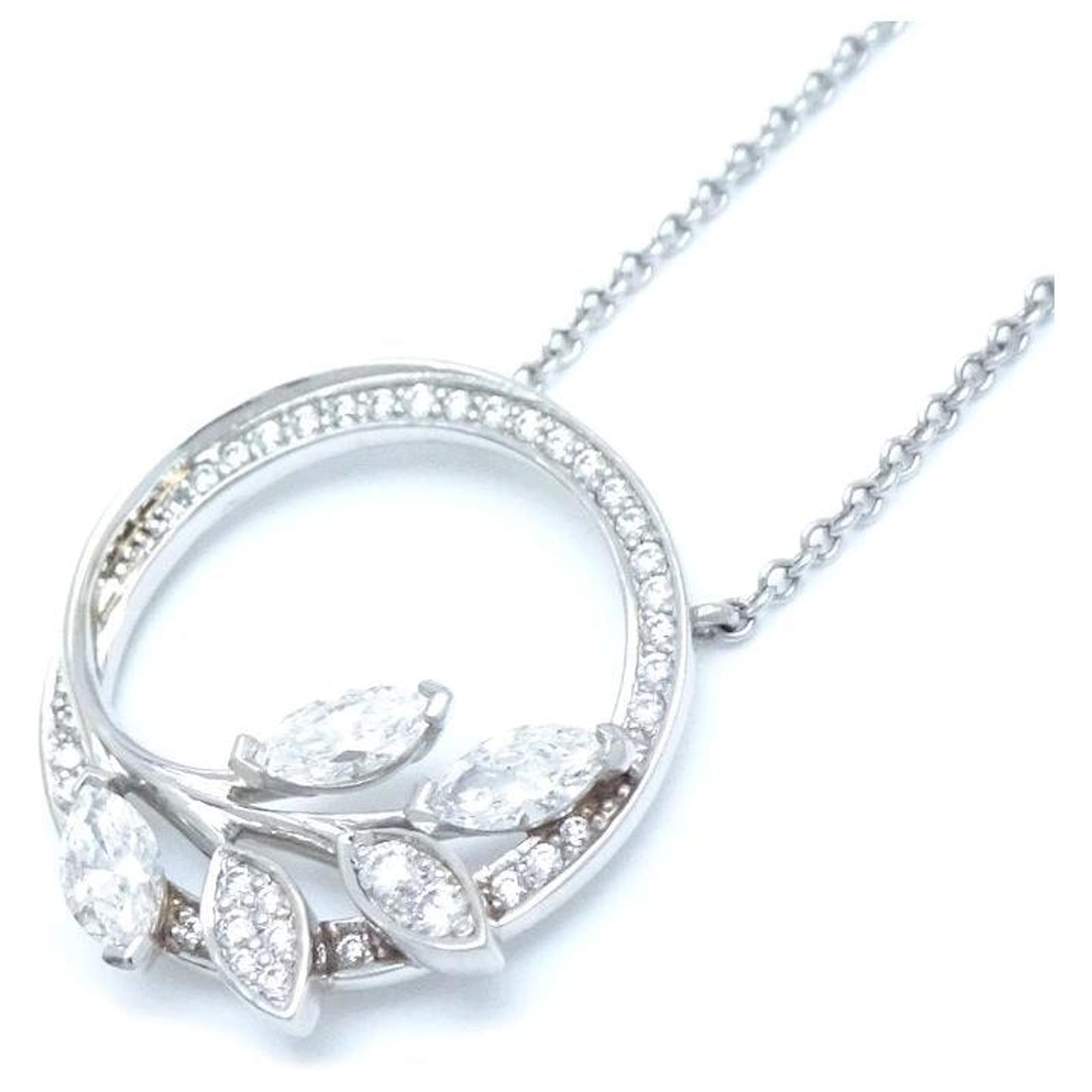 Tiffany & Co Victoria Vine Circle Diamond Necklace Silvery Metal  ref.1793398