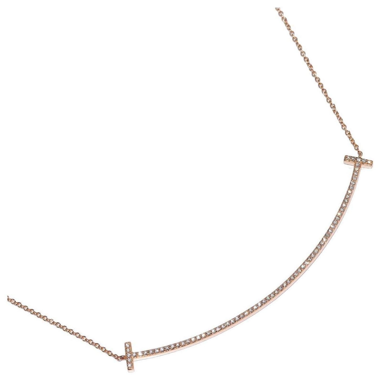 Tiffany & Co. 18K Pink Gold T Smile Pendant Necklace Metal  ref.1648093