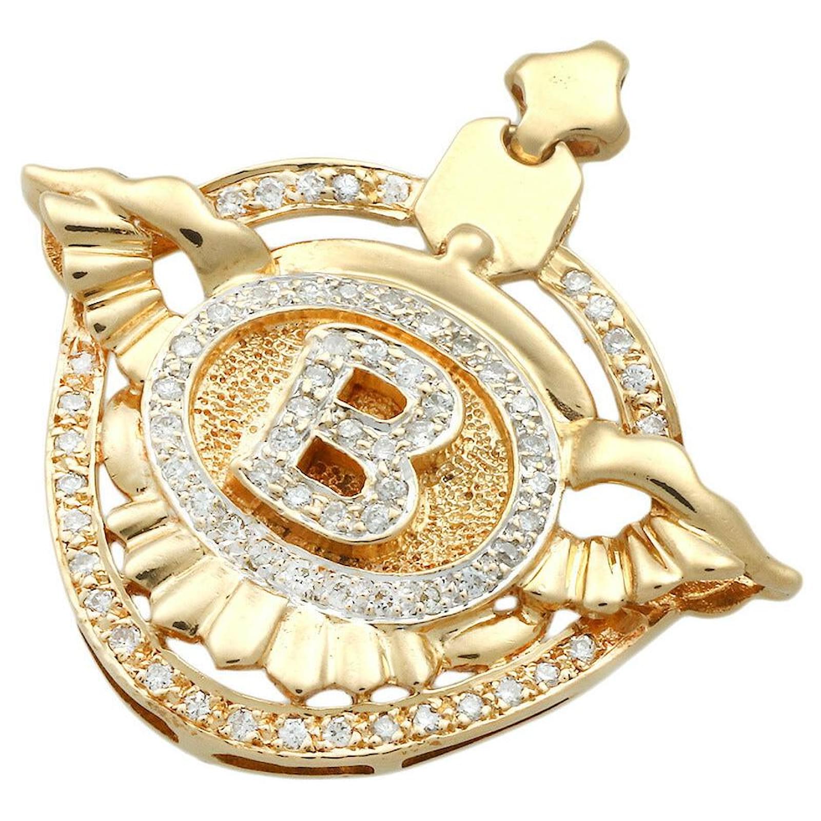 & Other Stories K18YG Diamond B Motif Pendant Top Golden  ref.2069015