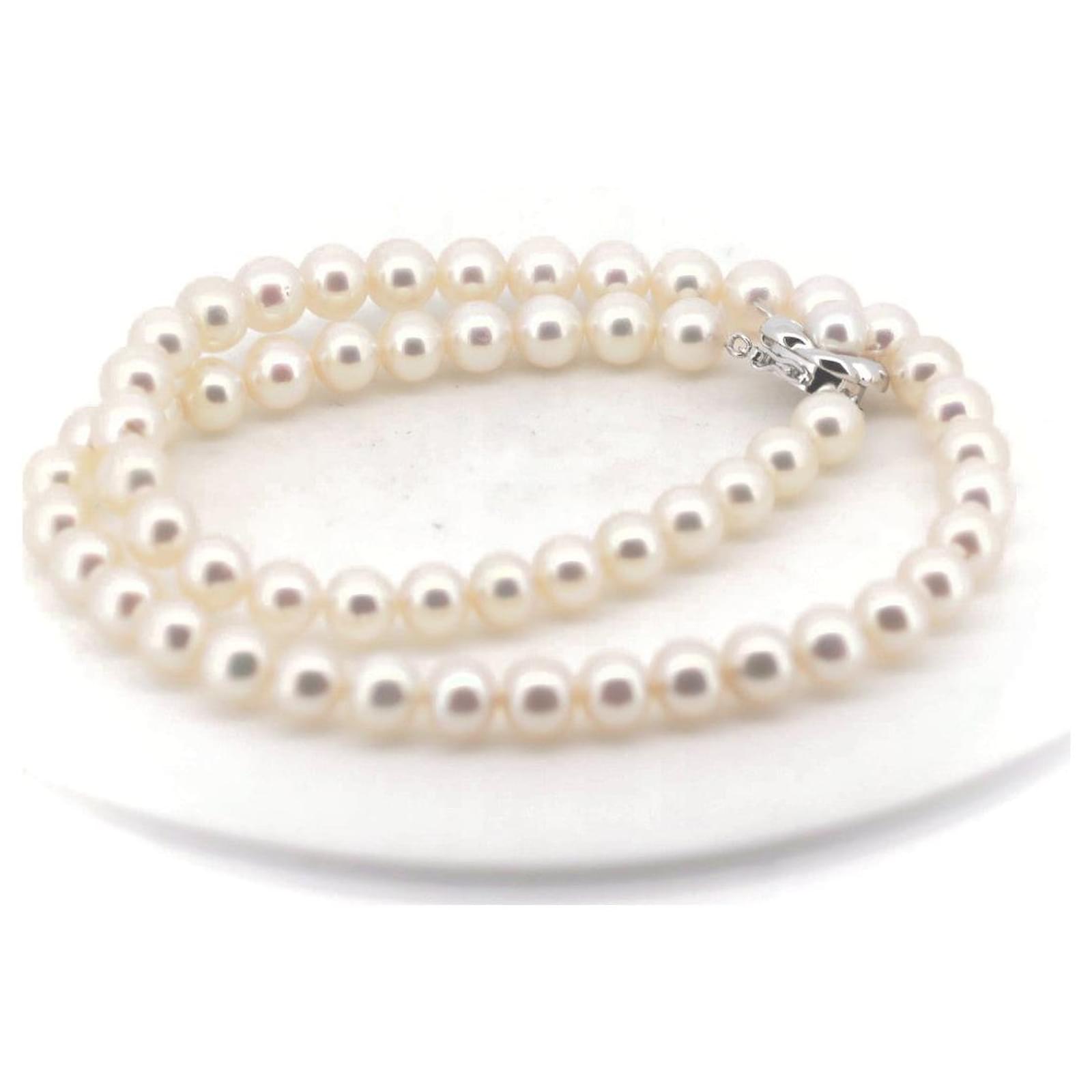 Tasaki Pearl Silver Necklace Silvery  ref.1646839