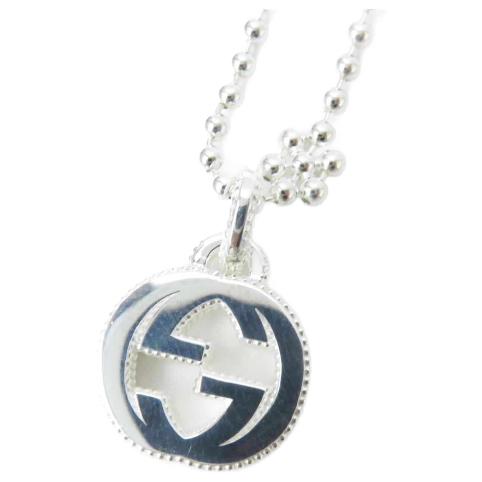 Gucci Interlocking G Silver Necklace 479221 Silvery Metal  ref.1689833
