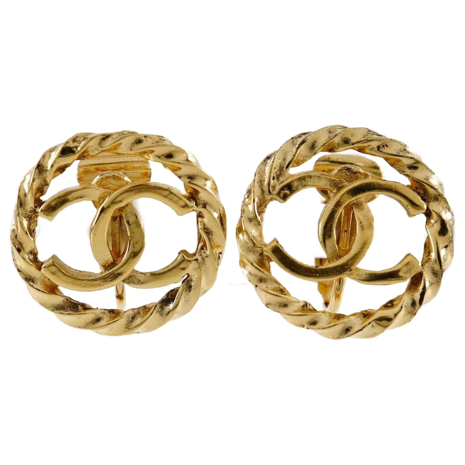 Chanel Coco Mark Gold Plated Earrings Golden Metal  ref.2289025
