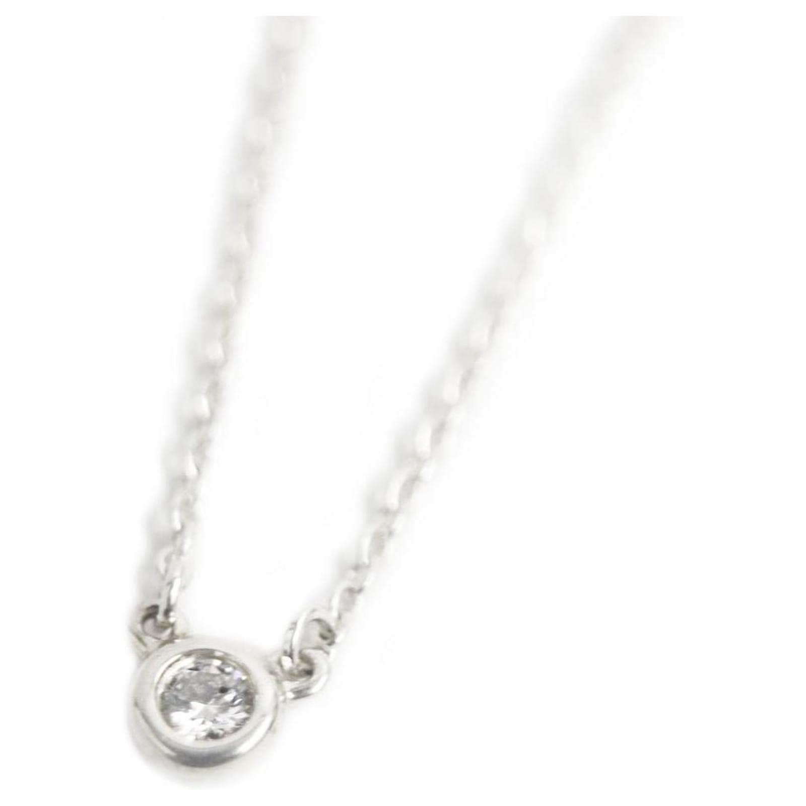 Tiffany & Co Elsa Peretti Diamond Necklace Silvery Metal  ref.1686820