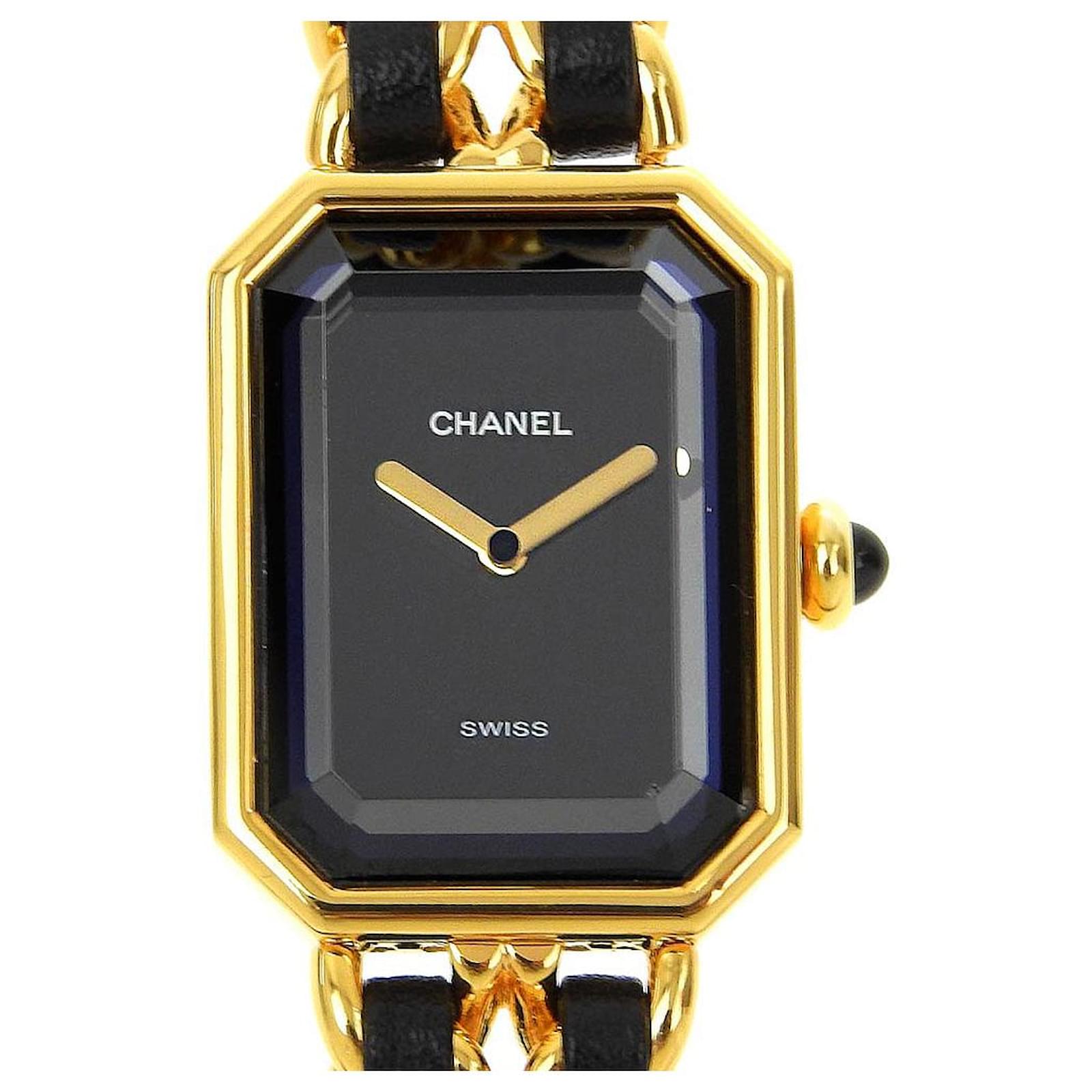Chanel Premiere S Watch Gold Plated Leather Quartz Golden Metal  ref.1795773