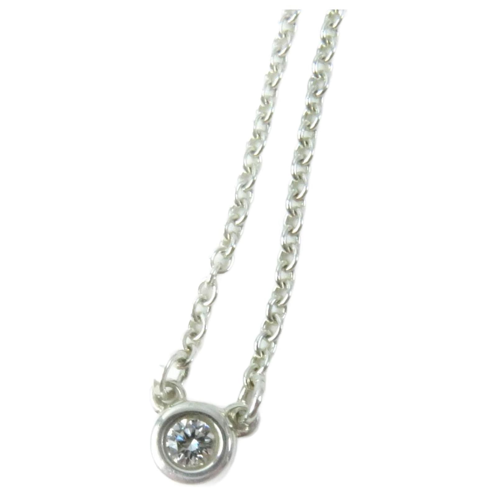 Tiffany & Co SV925 Diamond Pendant Necklace Silvery Metal  ref.1696877