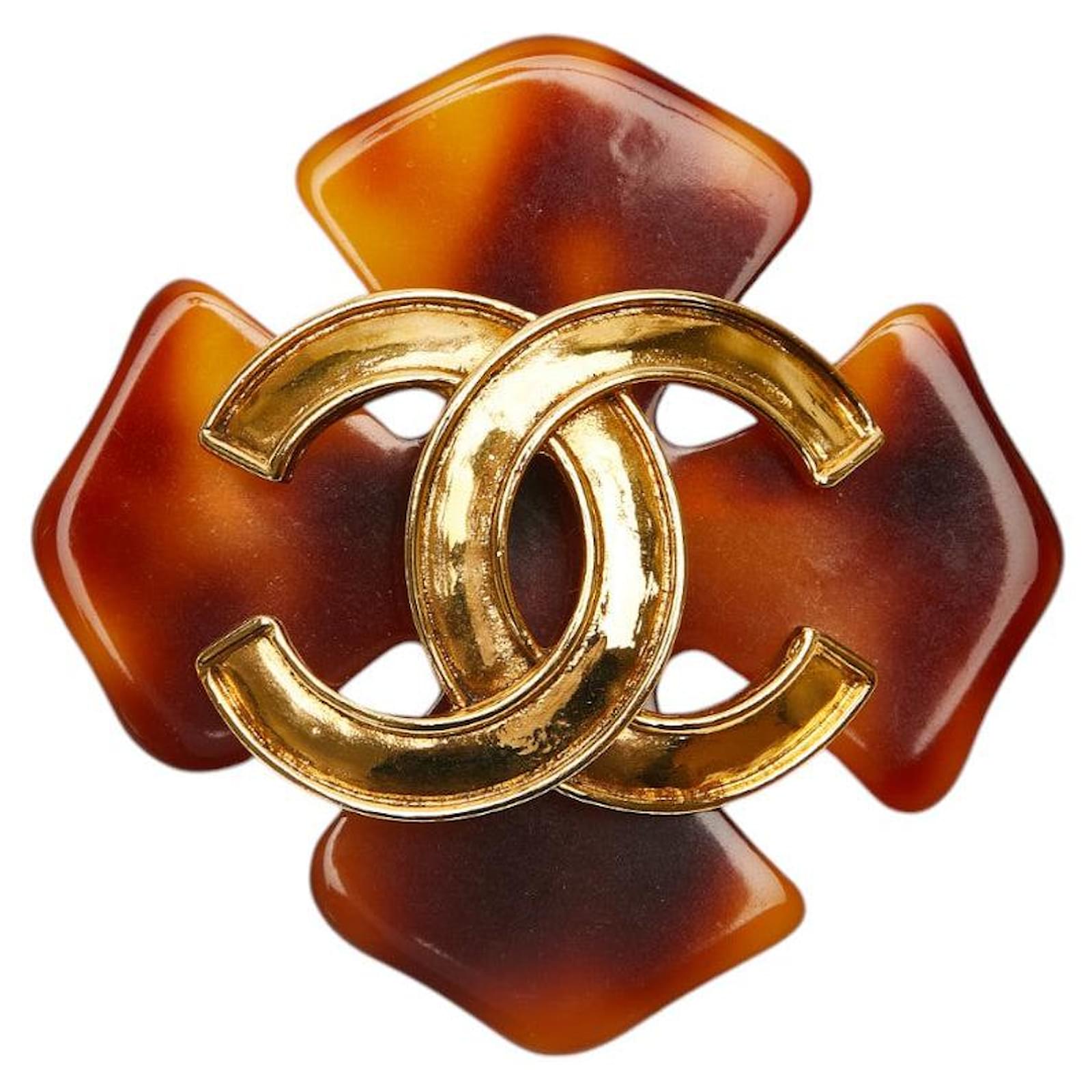 Chanel Gold-Plated Coco Mark Brooch 94P Golden Plastic  ref.1655126