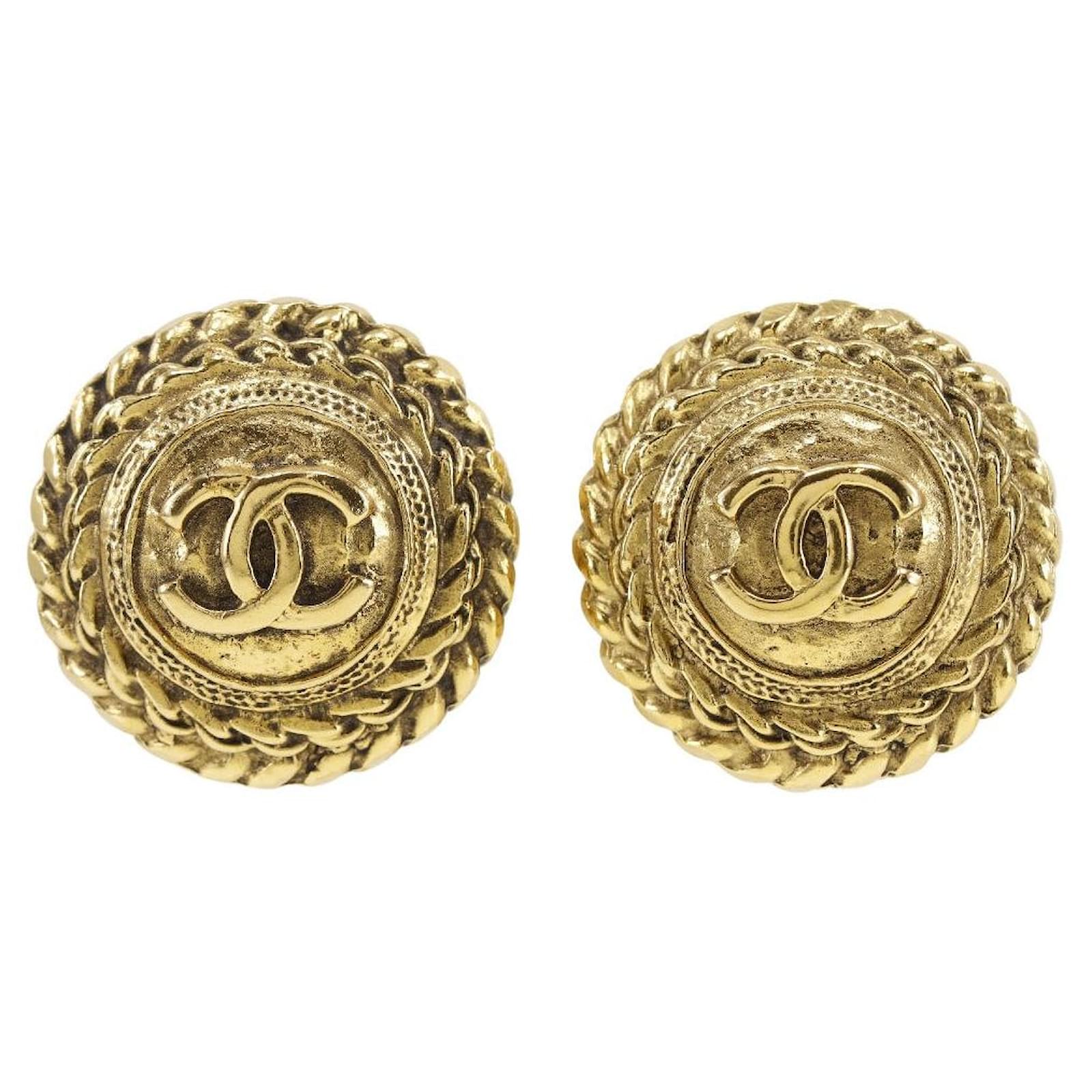Chanel Coco Mark Gold Plated Earrings Golden Metal  ref.1807381