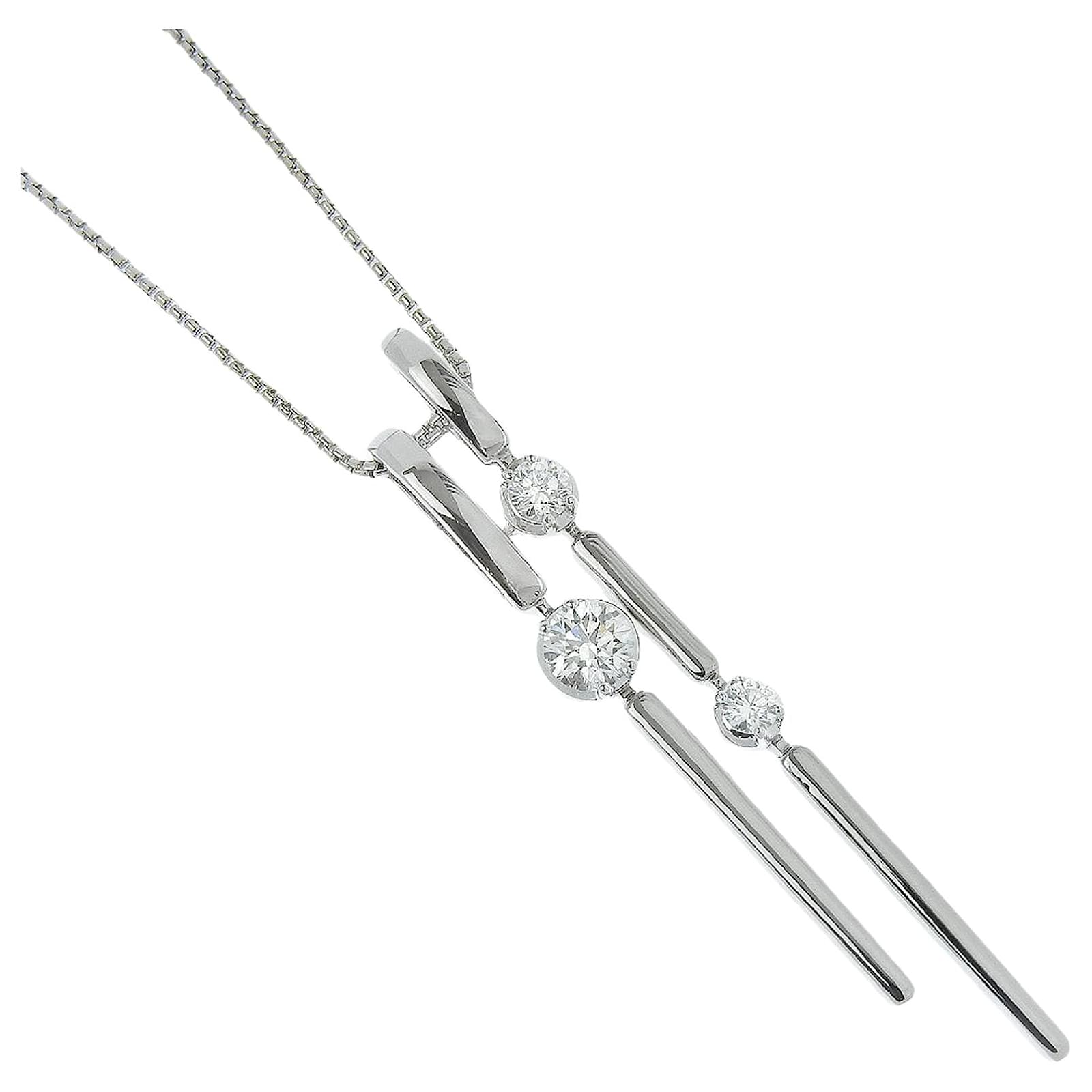 Tasaki K18 White Gold Diamond Necklace Silvery Metal  ref.1799363