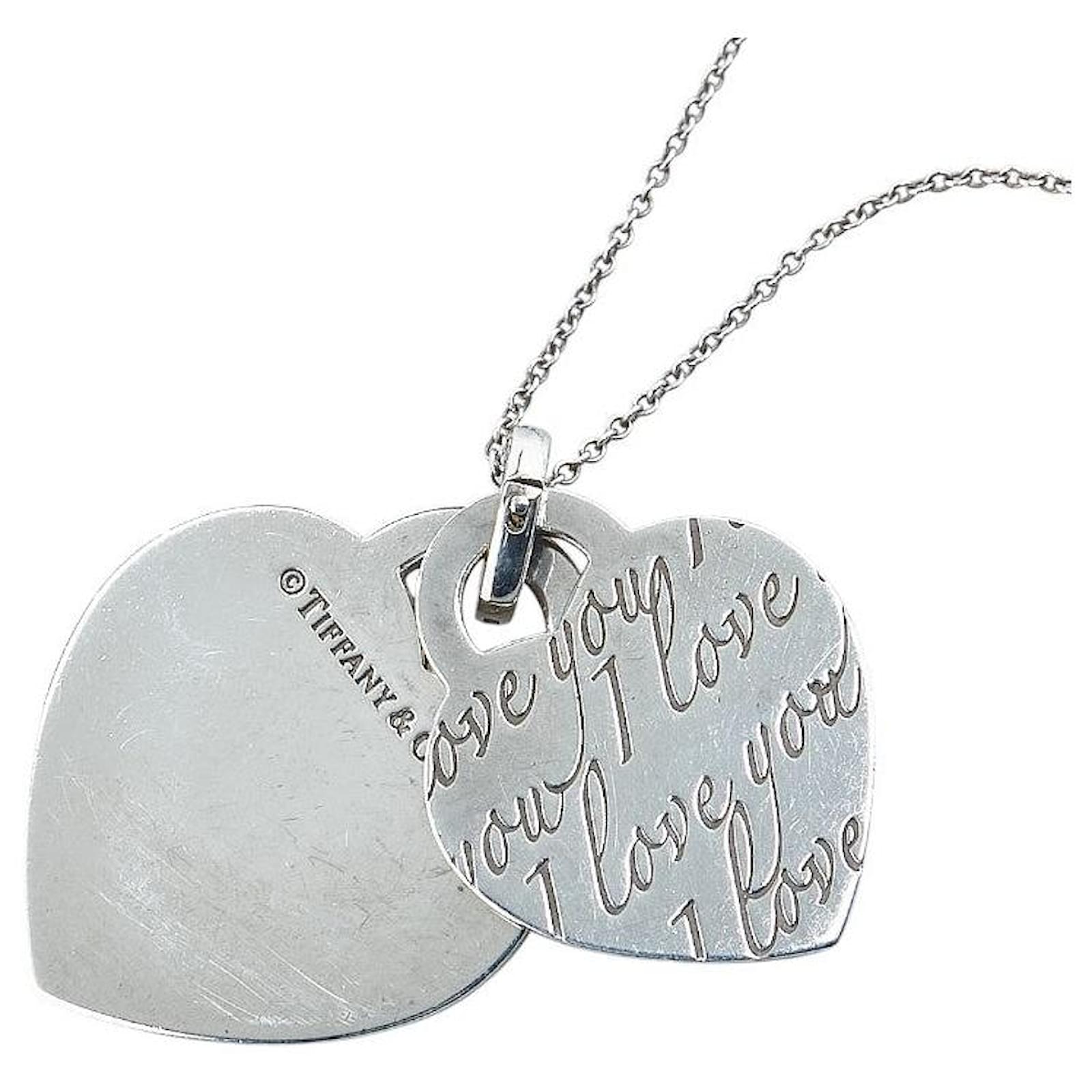 Tiffany & Co Notes Double Heart Necklace Silver Metal  ref.2288986