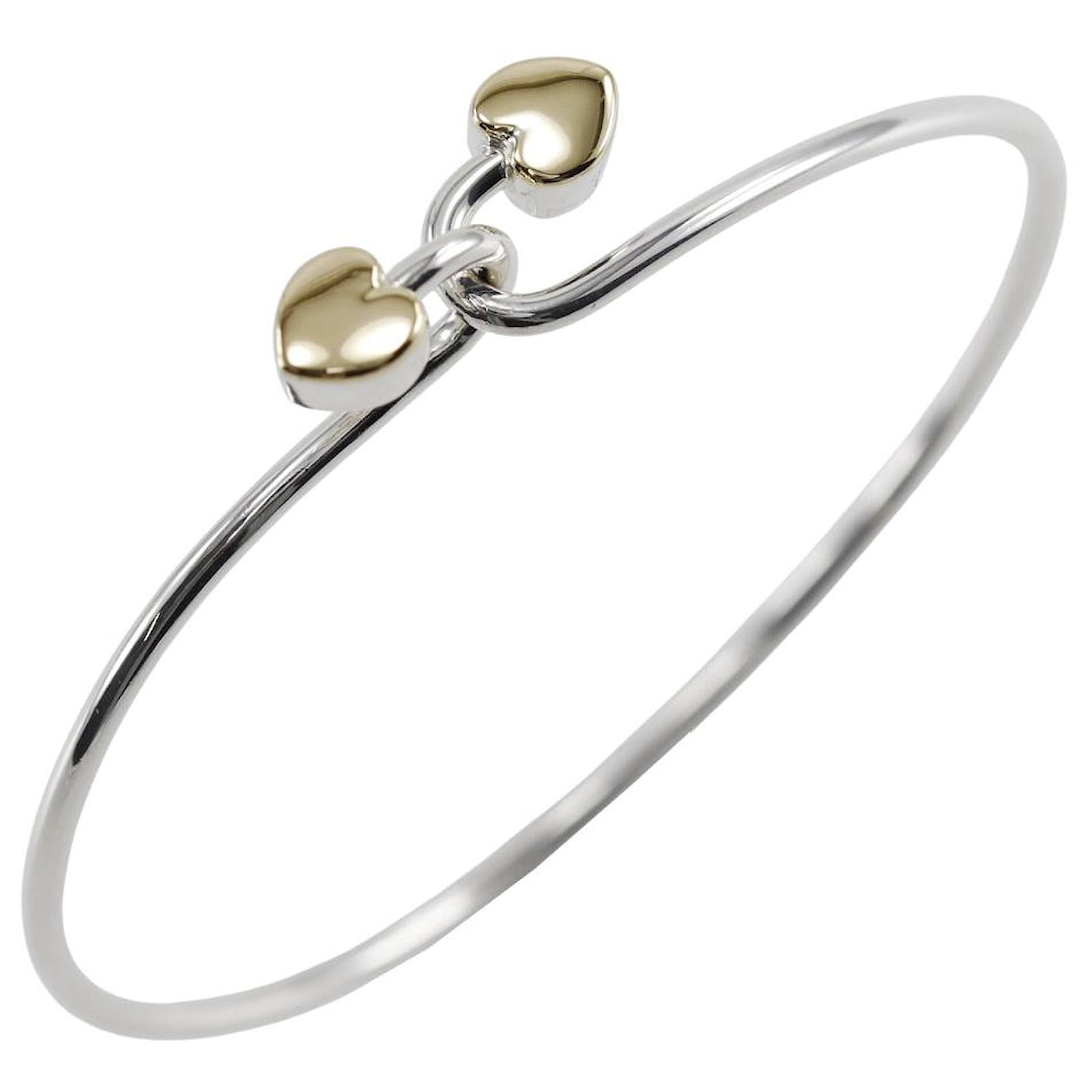 Tiffany & Co Tiffany Heart Bangle Silver 925 K18 Gold Silvery Metal  ref.1798137