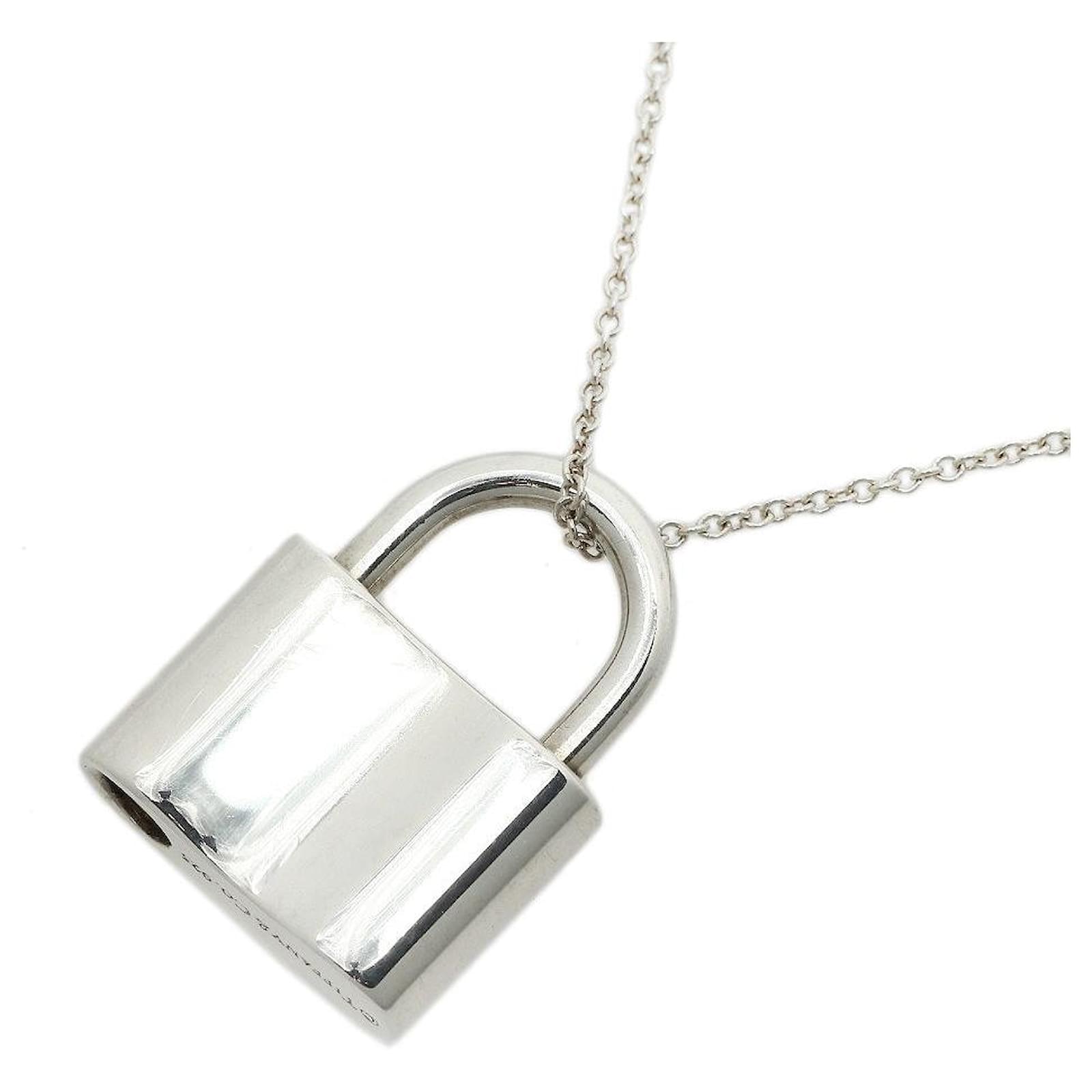 Tiffany & Co. 1837 Silver 925 Lock Charm Necklace Silvery Metal  ref.1657040