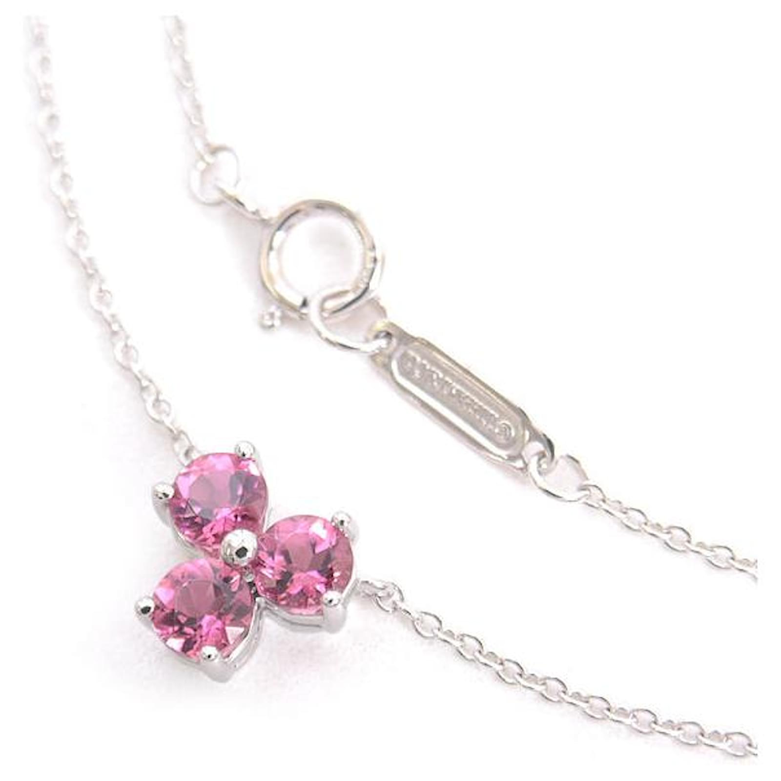 Tiffany & Co Tiffany 18K White Gold Aria 3P Pink Tourmaline Necklace Metal  ref.1532134