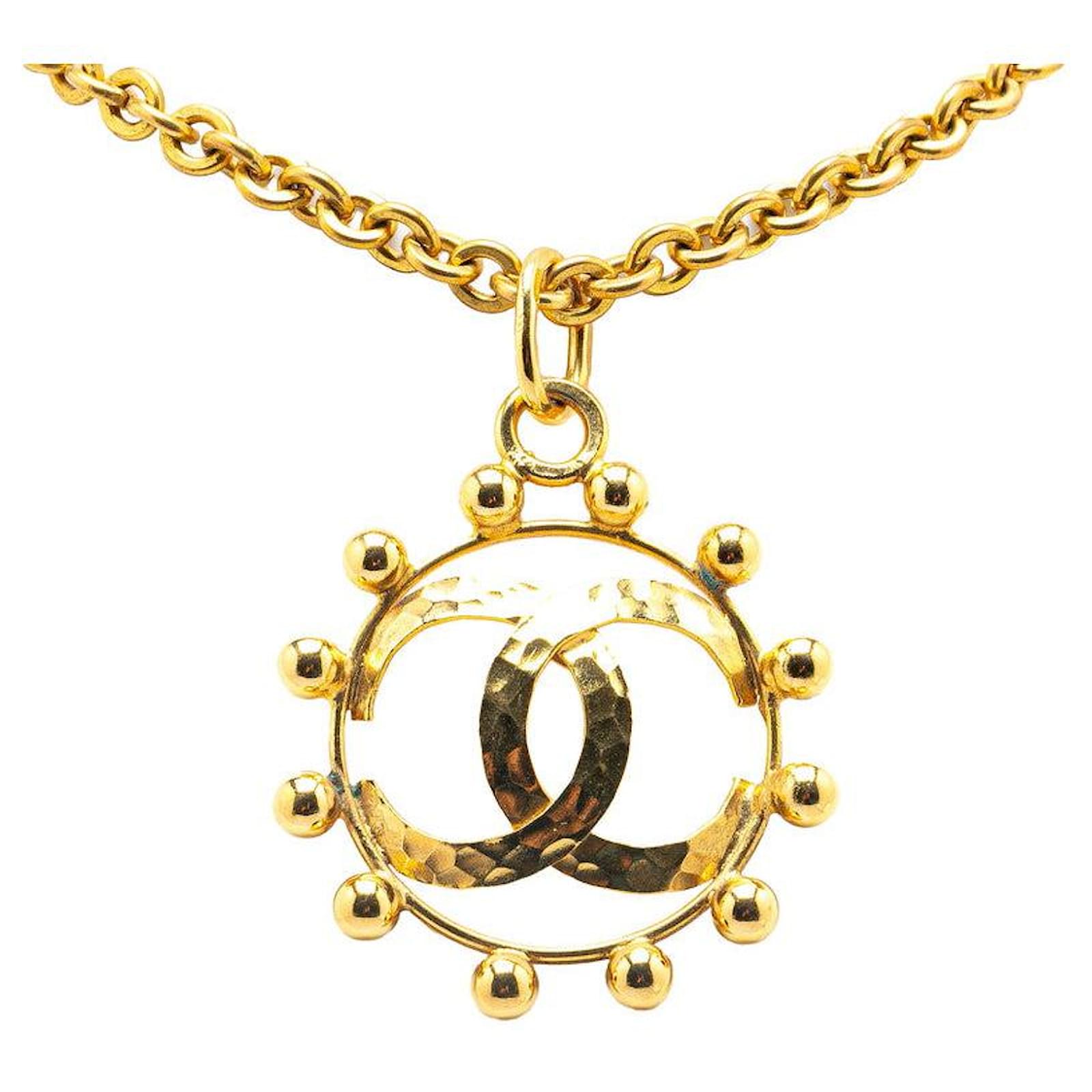 Chanel Gold Plated Coco Mark Necklace 25 Golden Metal Gold-plated  ref.2288747