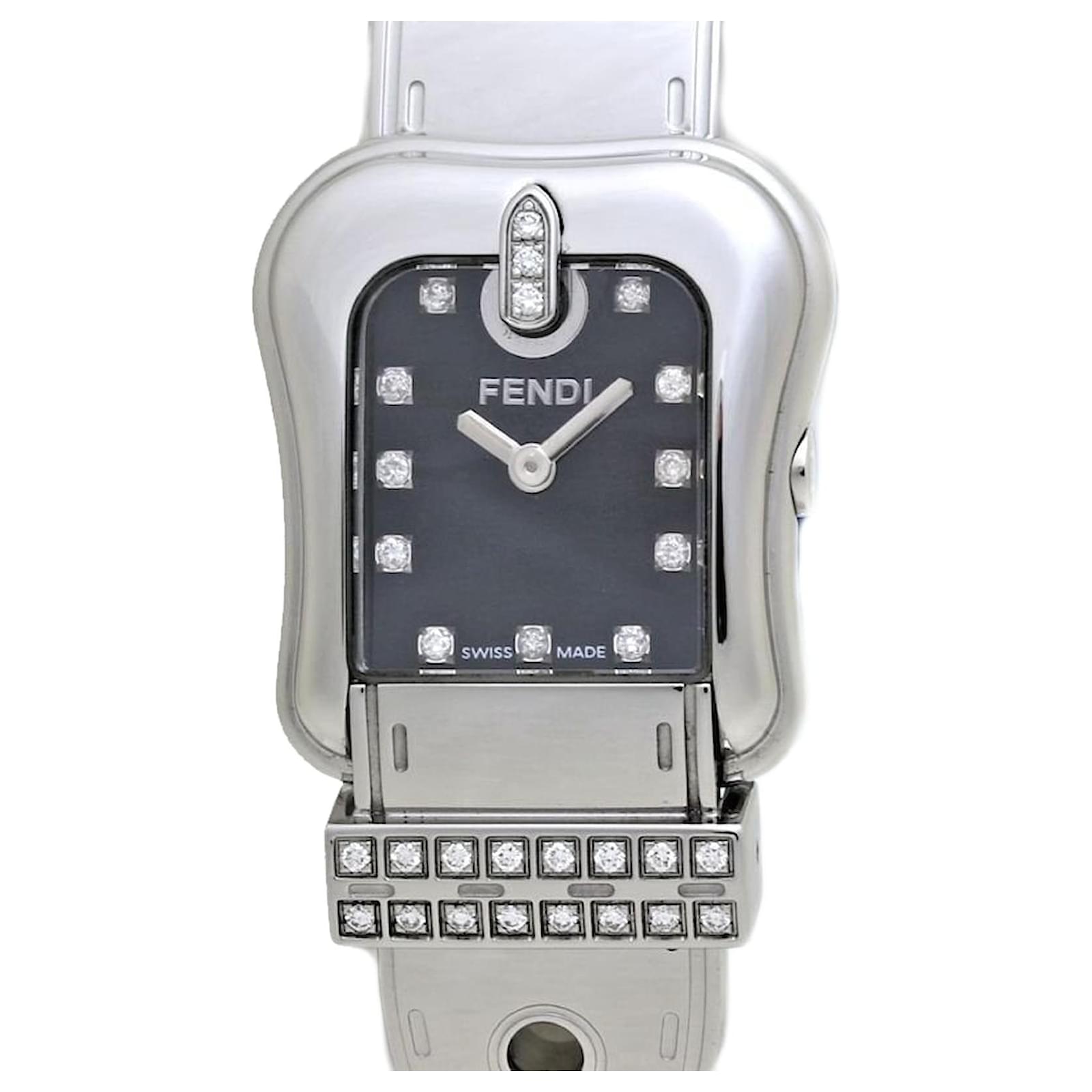 Fendi B-FENDI Diamond Quartz Watch 3800L Black Steel Metal  ref.2288643