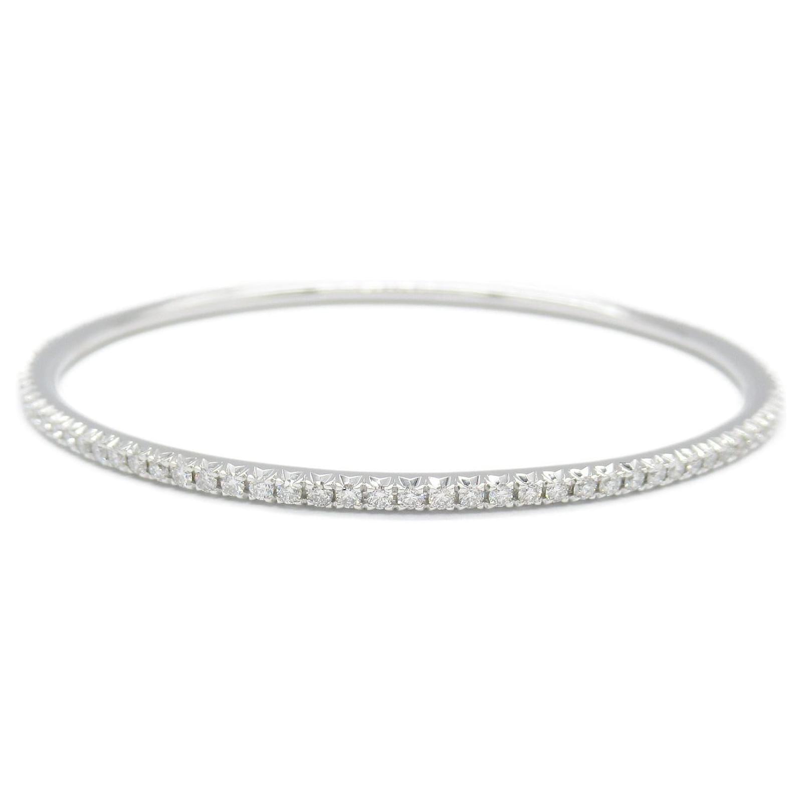 Tiffany & Co. K18 White Gold Metro Medium Diamond Bracelet Size 19cm Metal  ref.1706095