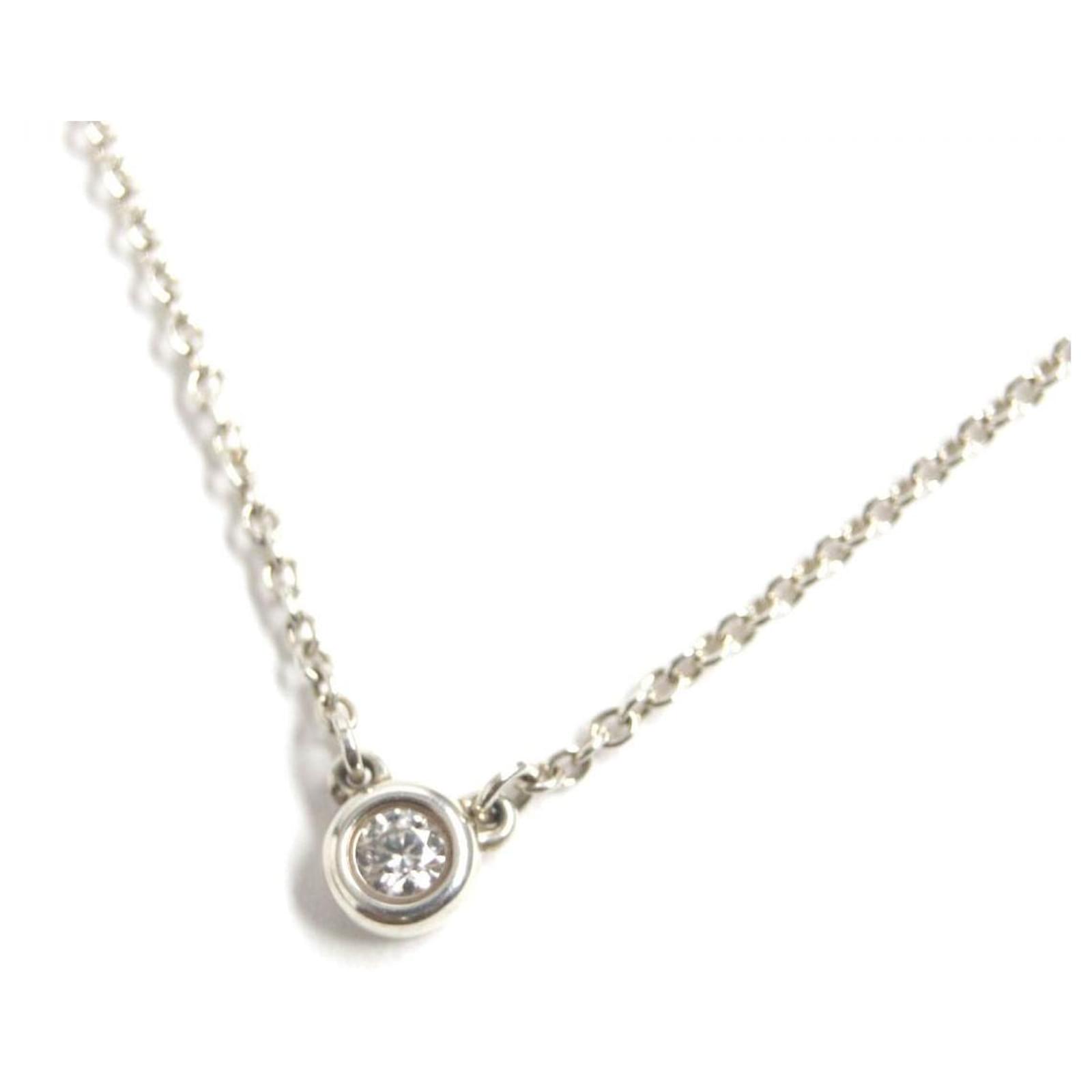 Tiffany & Co. Elsa Peretti By the Yard 925xDiamond Necklace Silvery Metal  ref.1691420