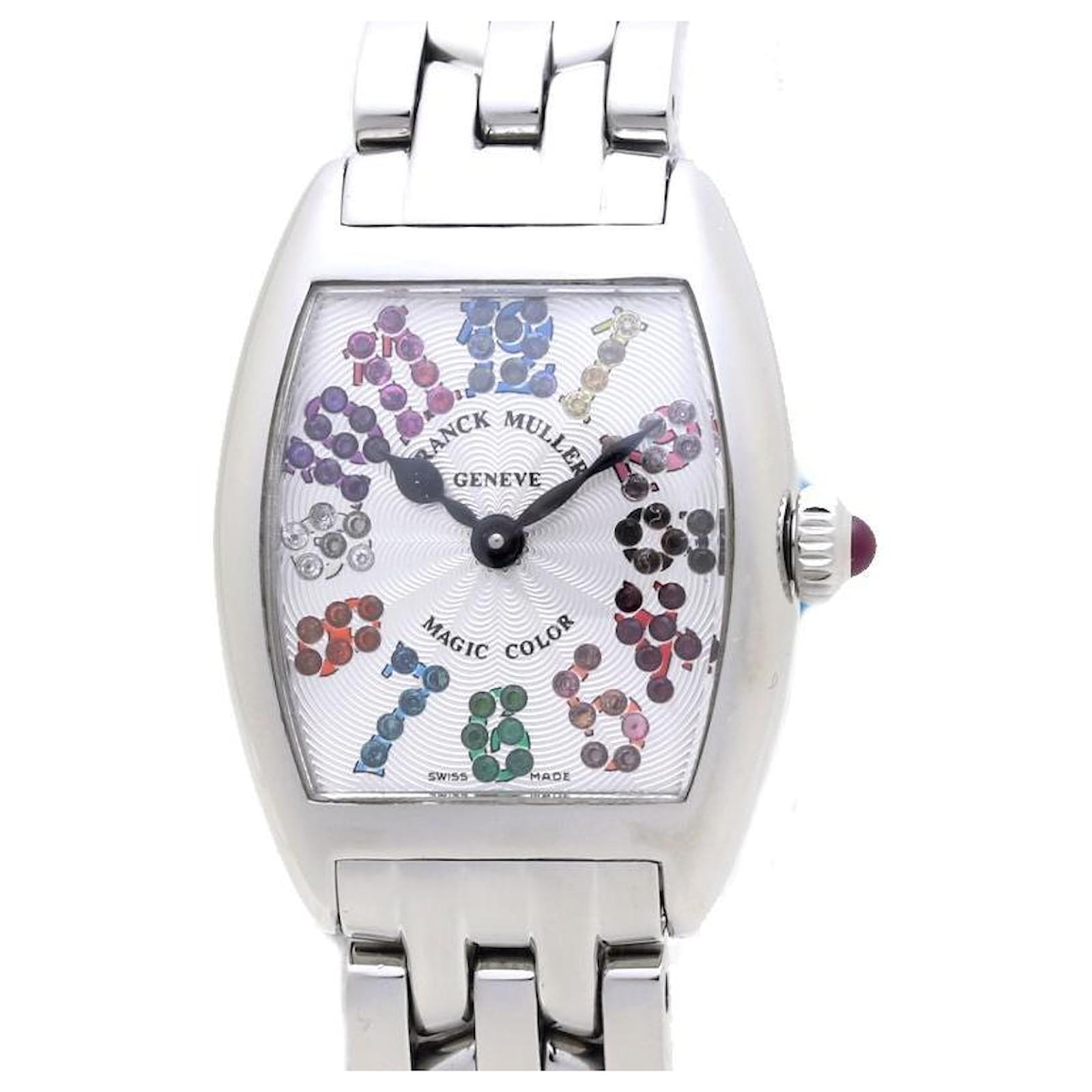 Franck Muller Tonneau Curvex Magic Color Quartz Watch Silvery Metal  ref.1645859