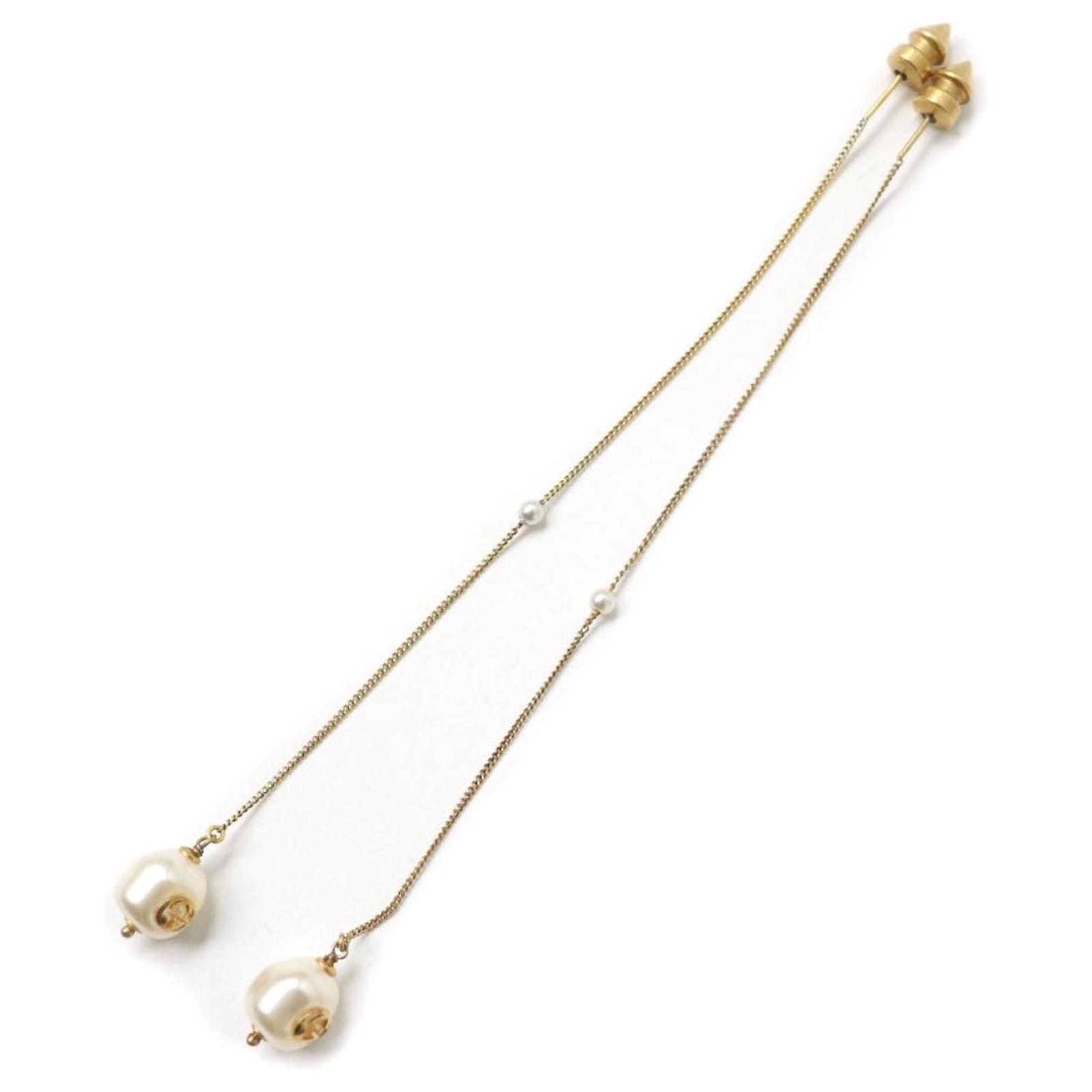 Gucci Interlocking G Pearl Earrings, Gold/White Golden  ref.1684035
