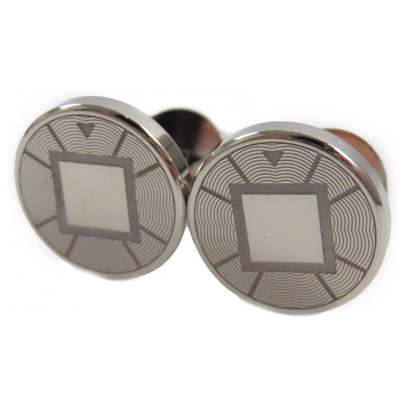 Cartier Silver Round Cufflinks Made in France Silvery Metal  ref.1699399